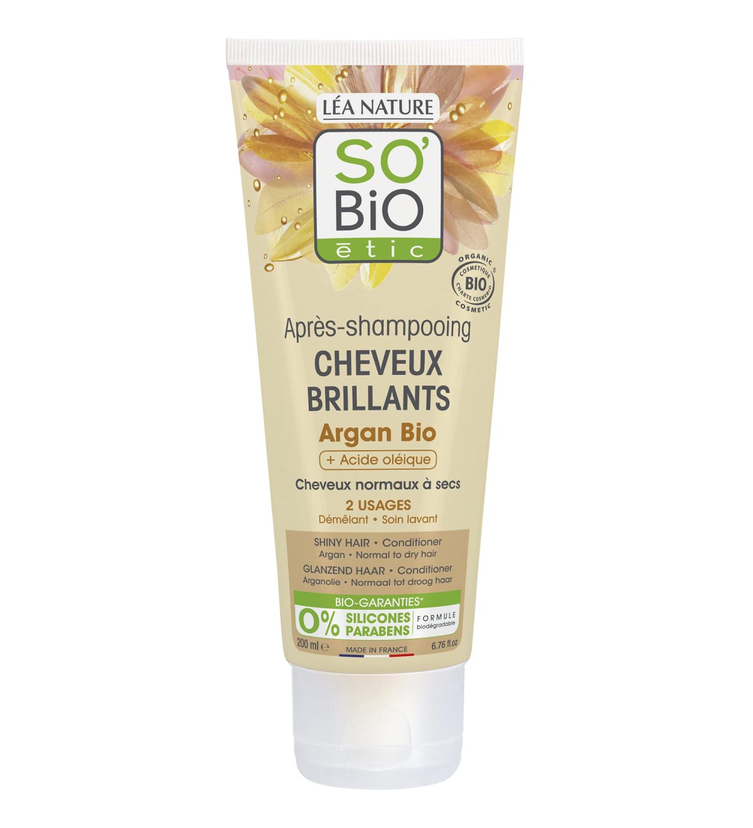 So Bio tic Conditioner for Shiny Hair | Organic Argan Oil & Oleic Acid | Vegan Sulfate-Free Deep Hydration - 6.76 fl oz - Buy Online on GoSupps.com