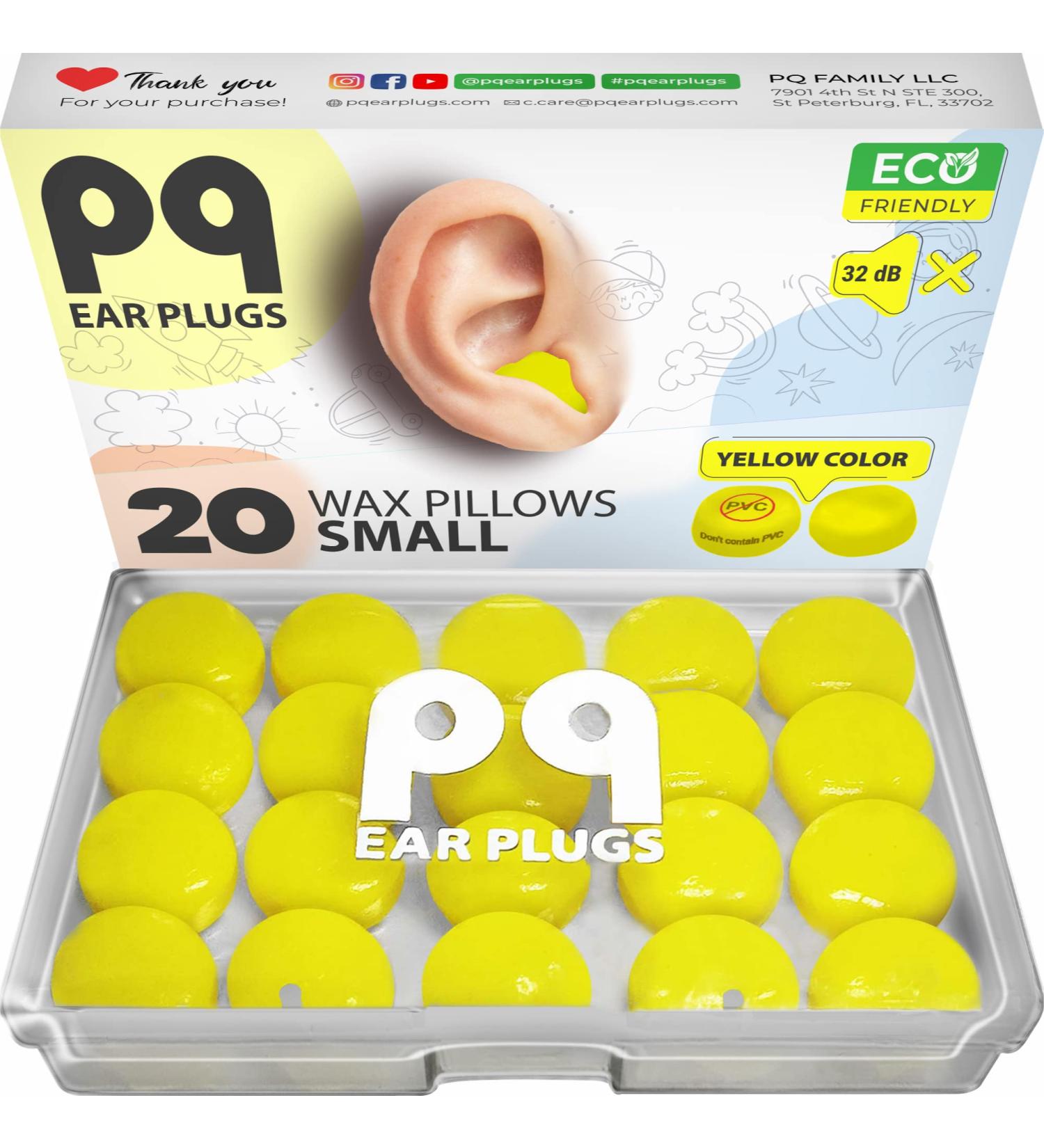 PQ Soft Silicone Ear Plugs - 20 Waterproof Earplugs for Swimming and Sleeping | Noise Reduction and Water Protection | 32 Db Sound Blocking | Yellow (20 Pillows) - Buy Online on GoSupps.com