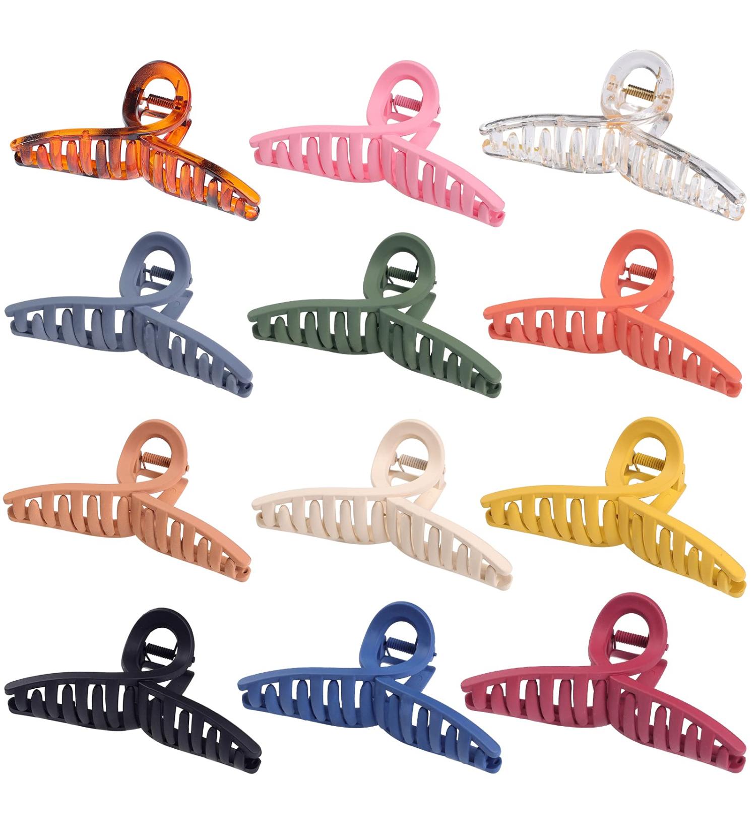 Sisiaipu 4.3 Inch Large Hair Claw Clips 12 Pcs - Nonslip Acrylic Rectangle Hair Clips for Women and Girls - Colorful Hair Accessories - Buy Online on GoSupps.com