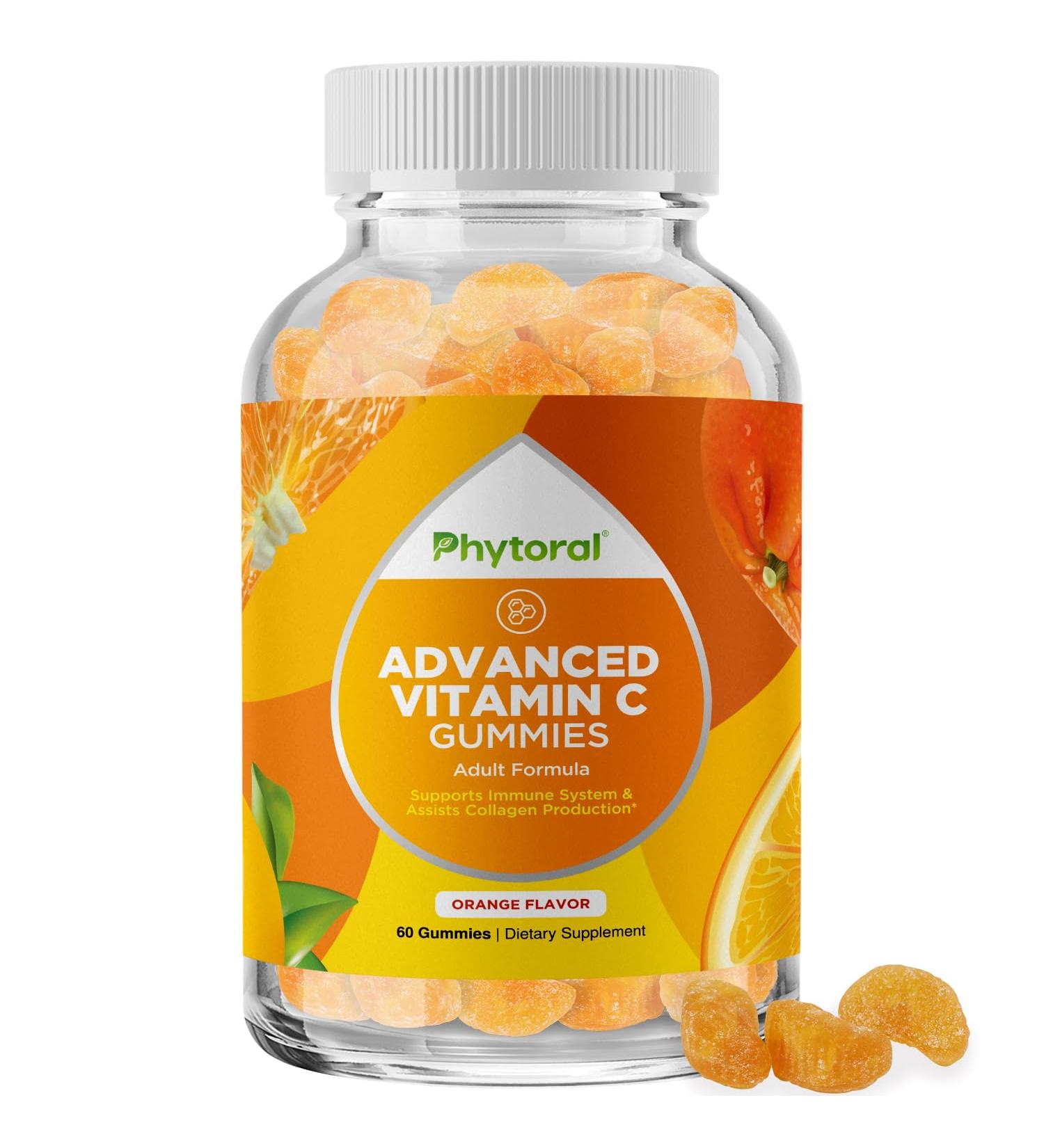 Phytoral Natural Vitamin C Gummies for Adults - High Potency Vitamin C Immune Support Gummies - Ascorbic Acid Chewable Immune Booster for Adults with Powerful Brain Vitamins Supplements - Buy Online on GoSupps.com