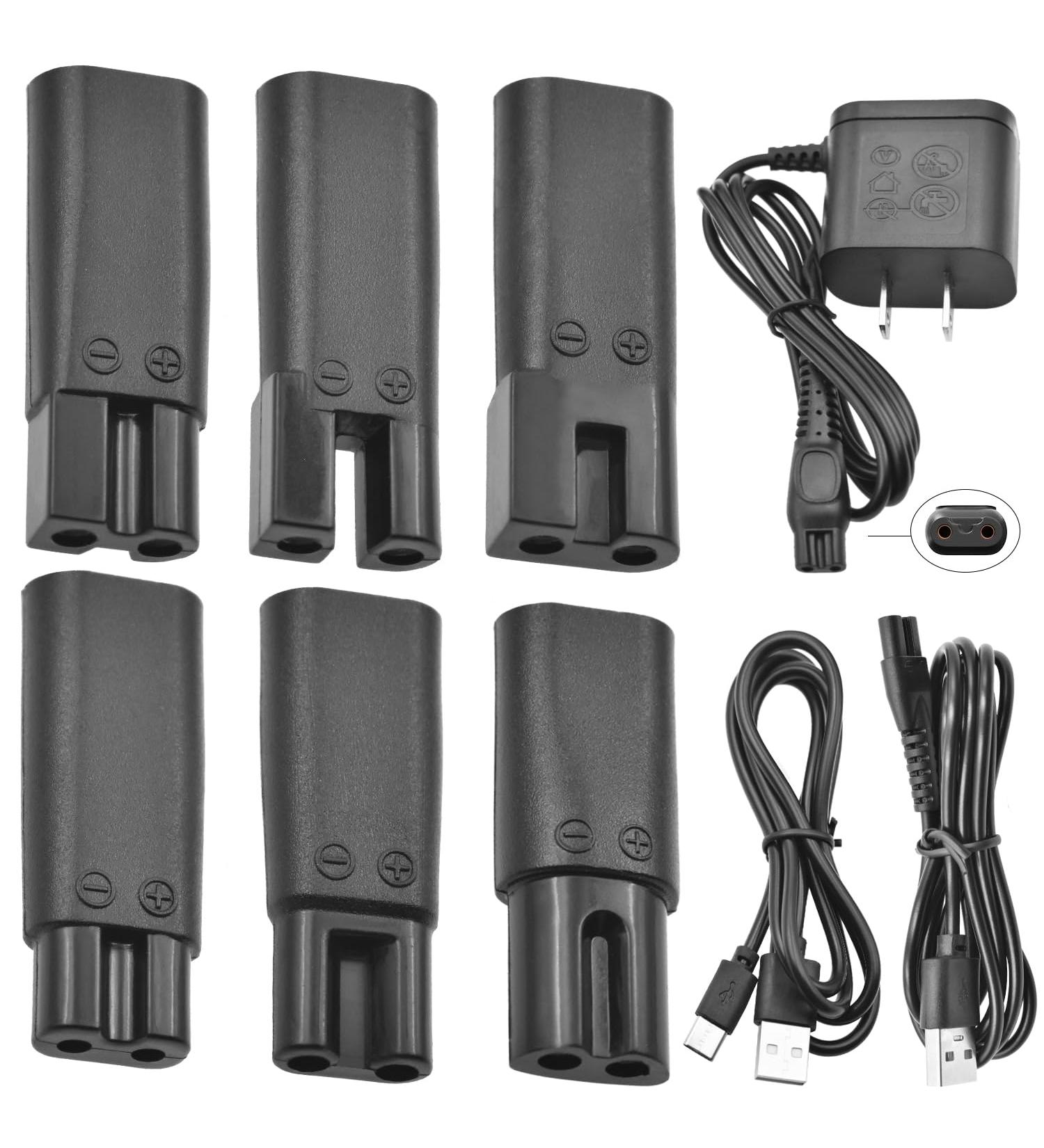 9-Piece Improved Razor Charger Set - 5V USB C Charging Cable & Power Adapter for Hair Clippers Razors Beard Cutters & More - Universal Compatibility - Buy Online on GoSupps.com
