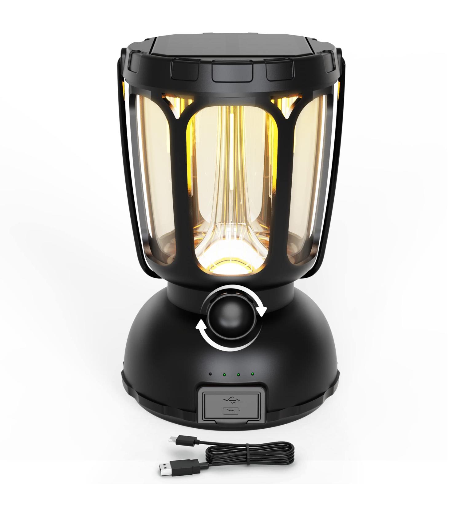 Rechargeable LED Camping Lantern 650 Lumens | 3 Light Modes | Power Bank | Waterproof | Stepless Dimming | Solar Hand Crank | Emergency Lantern for Power Outage & Hiking - Buy Online on GoSupps.com