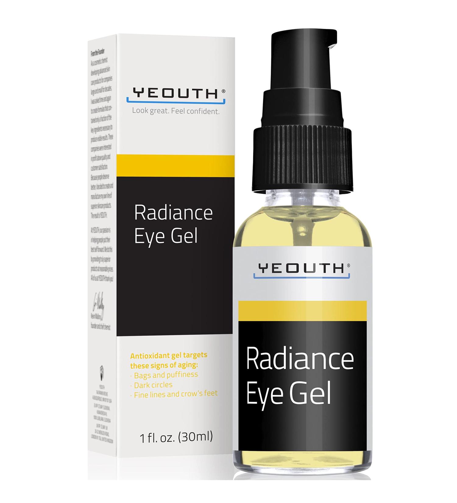YEOUTH Radiance Eye Gel with Hyaluronic Acid - Anti Aging Under Eye Gel for Puffiness, Dark Circles & Wrinkles - Hydrating Eye Skin Care for Women & Men - 1 Fl Oz - Buy Online on GoSupps.com