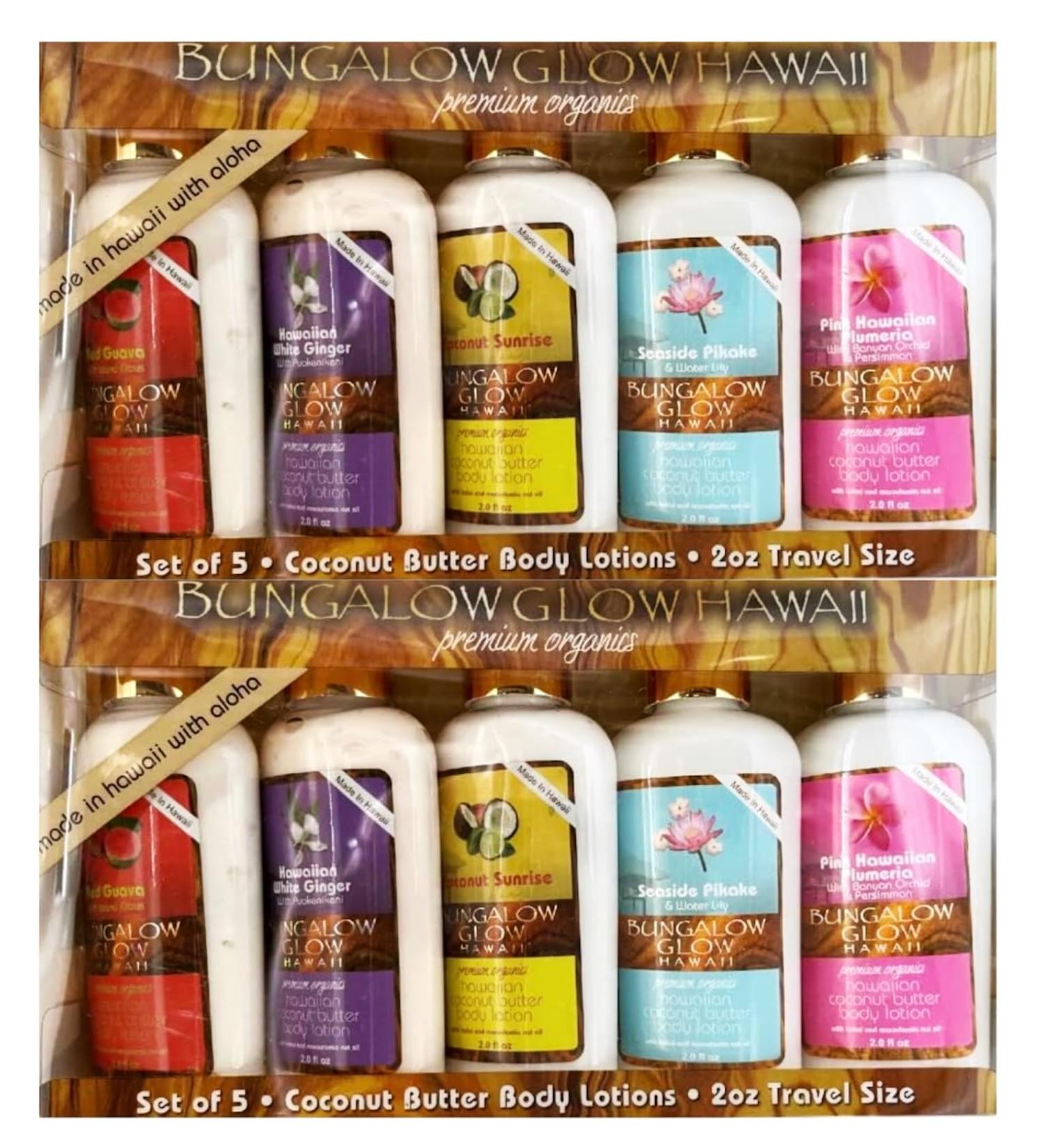 Bubble Shack Hawaii Bungalow Glow Premium Organics 5 Pack Coconut Butter Body Lotion 2 Oz -pack of 2