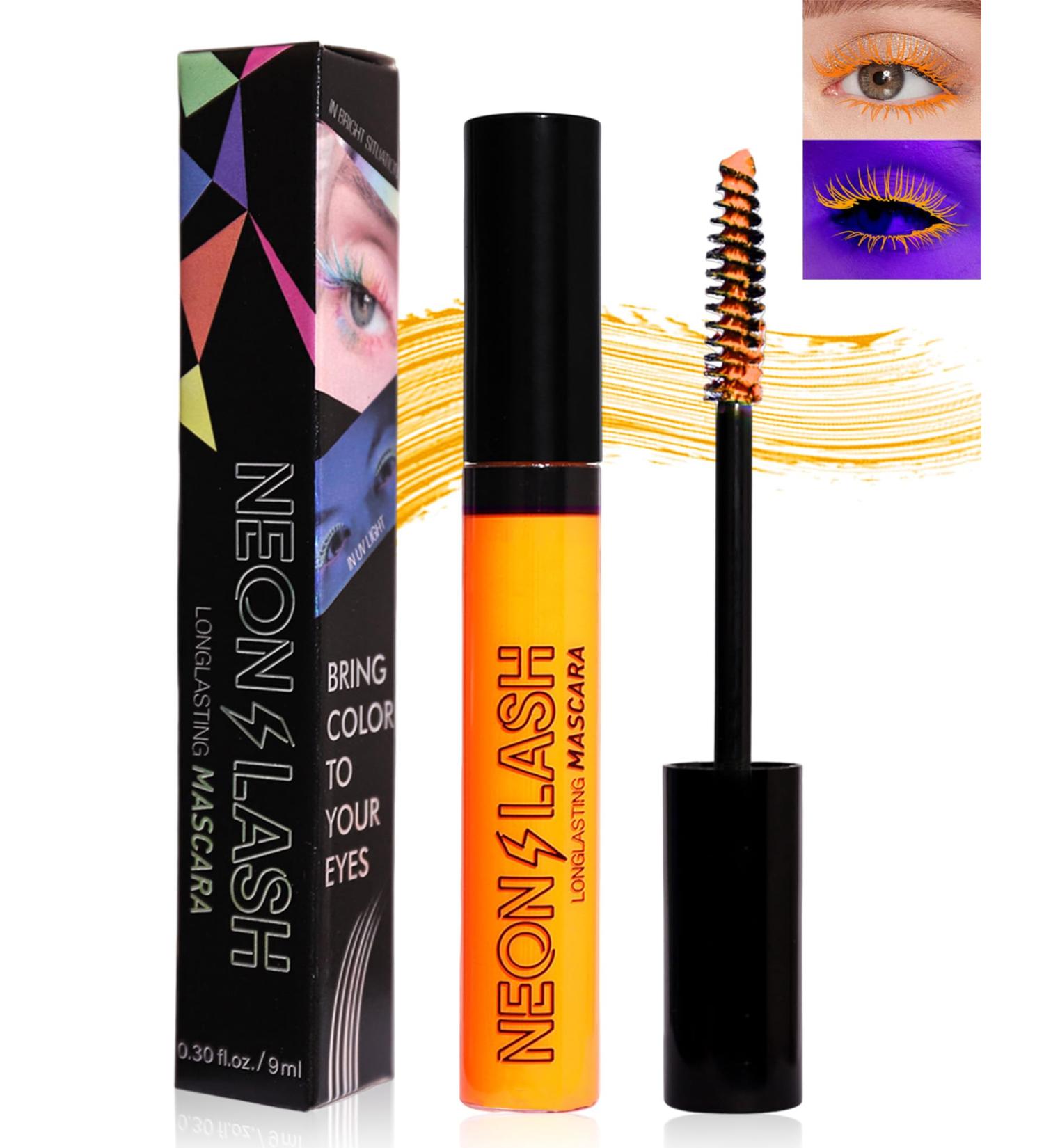 UV Glow Colored Mascara Volume and Length-1 Pcs Orange Waterproof Mascara for Eyelashes Fast Dry Curling Non Clumping Mascara Long Lasting Smudgeproof for Halloween Party Stage Use Clubbing Makeup-03 03#Orange - Buy Online on GoSupps.com