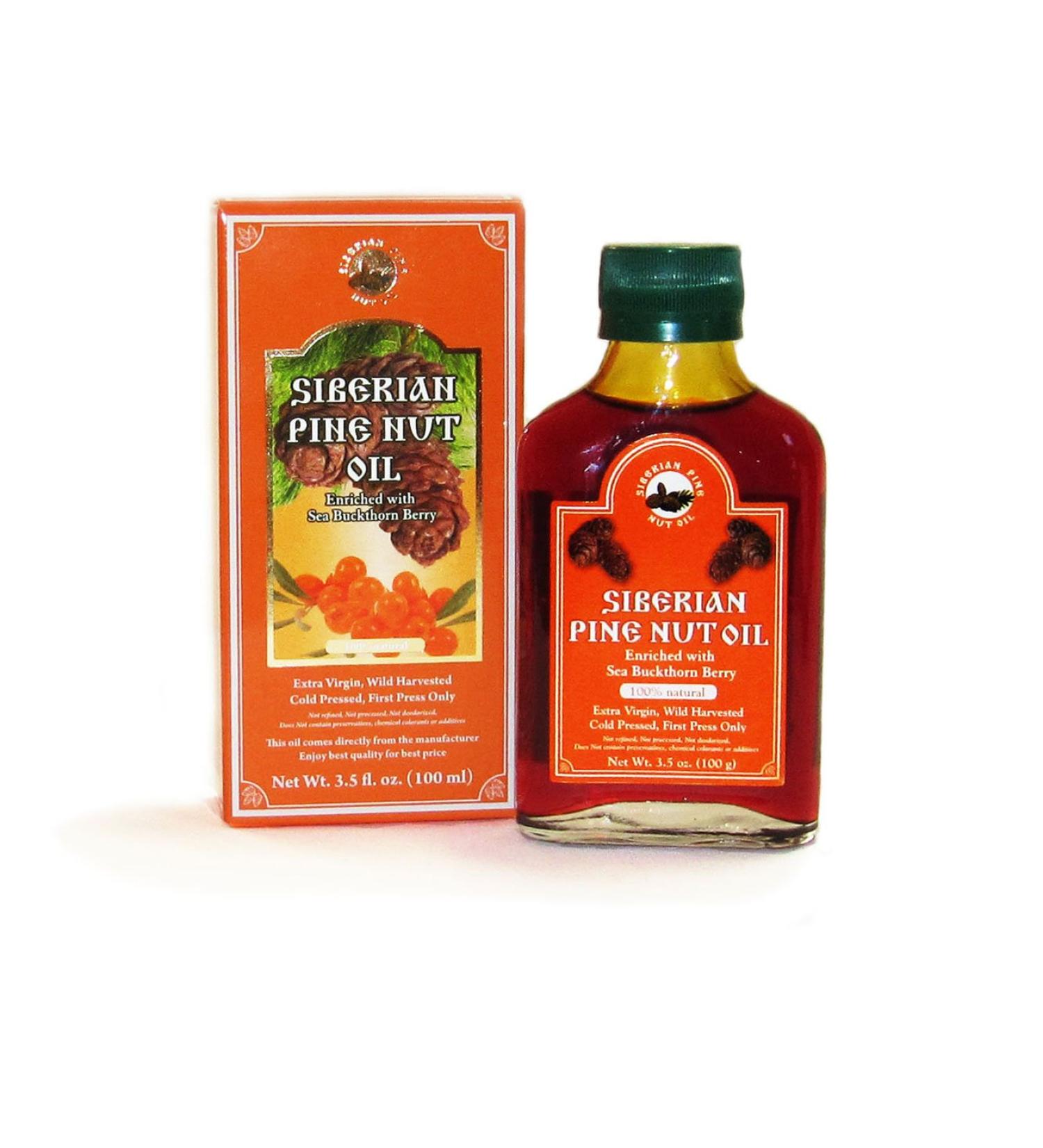 100% Natural Cold Pressed Cedar Nut Oil with Sea Buckthorn - High-Quality Pine Core Oil | 100ml - Buy Online on GoSupps.com