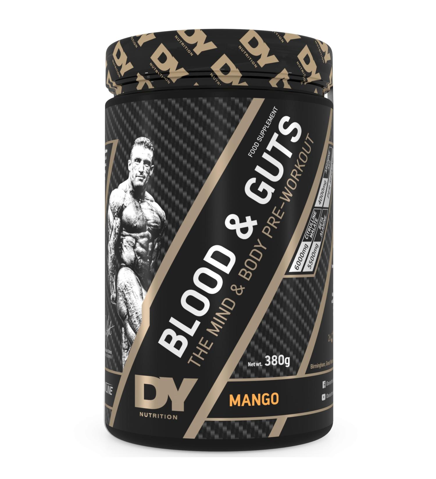 DY Nutrition Blood and Guts Pre-Workout 380g Mango - 20 Servings (Pack of 1) - Buy Online on GoSupps.com