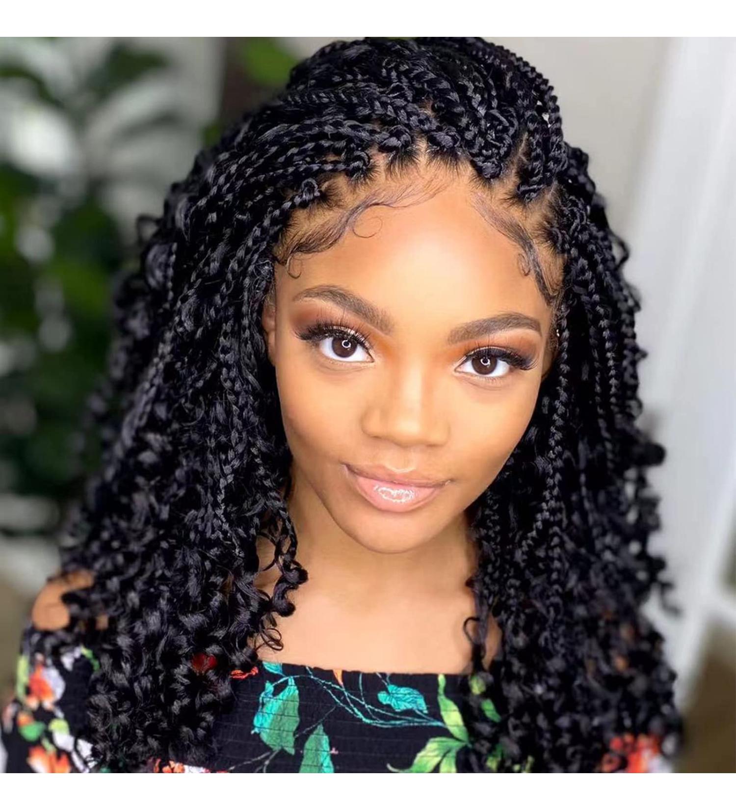 Goddess Box Braids Crochet Hair 10 Inch with Curly Ends | Bohemian Boho 3X Synthetic Braiding Hair for Women (Pack of 7) - 1b - Buy Online on GoSupps.com