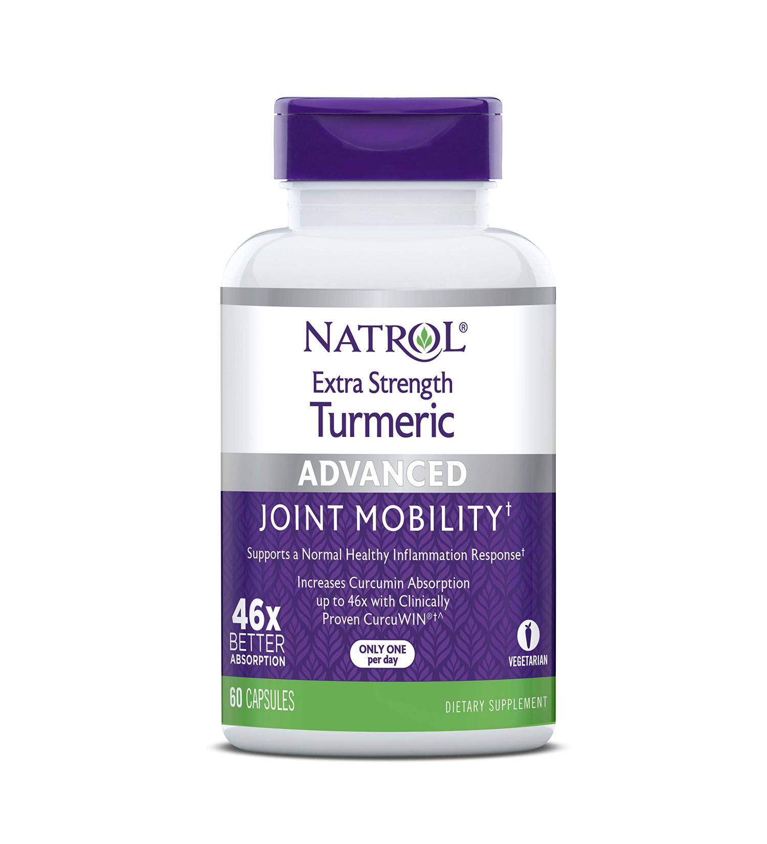 Natrol Extra Strength Turmeric Capsules - 46x Absorption for Joint, Heart & Brain Health - 60 Count - Buy Online on GoSupps.com