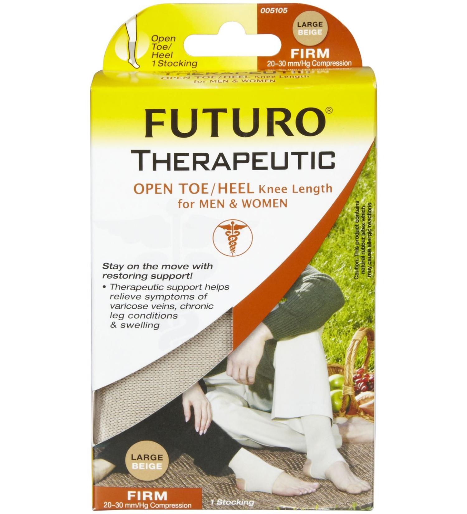 Futuro Therapeutic Support Open Toe/Heel Knee High Nude/Large/Firm
