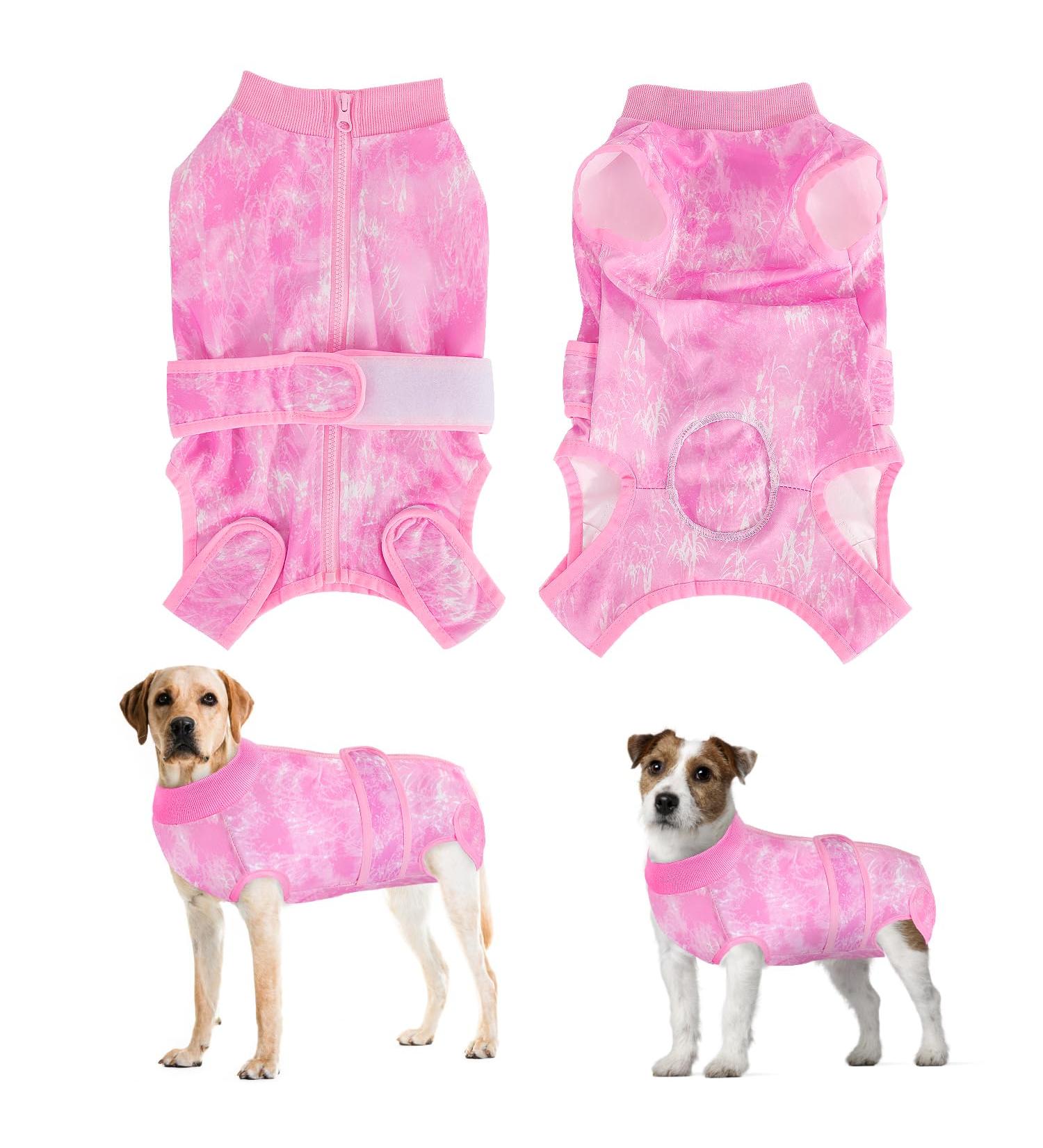 Eyein Dogebody - Breathable Soft One-Piece for Dogs | Wound Protection with Zipper & Belt | E-Neck Band Alternative (Pink Size S) - Buy Online on GoSupps.com