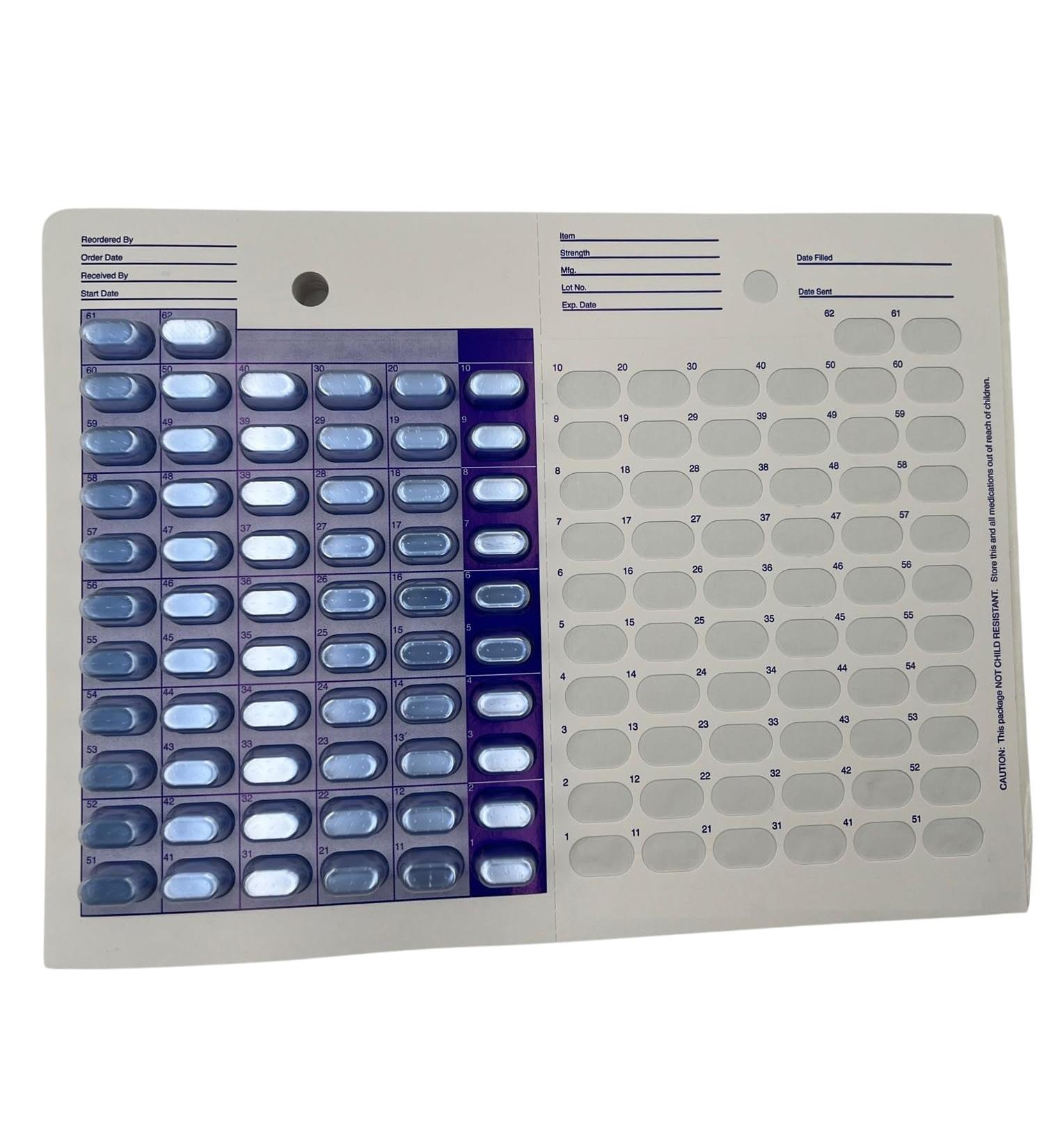 6 Pack Disposable Cold Seal Medication Blister Cards - 62 Days Pill Organizer for Vitamins & Medicine - Buy Online on GoSupps.com