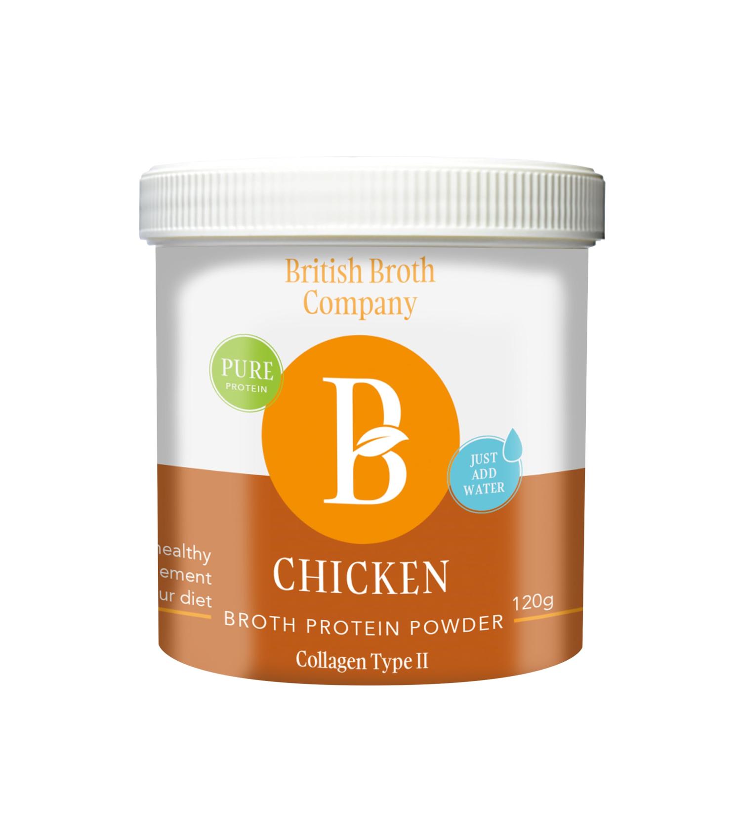 British Broth Co. Chicken Bone Broth Powder 120g - Free Range Collagen Protein for Gut & Joint Health - 30 Servings - Buy Online on GoSupps.com
