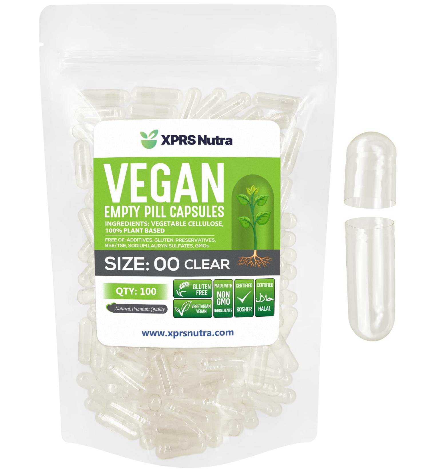 100 Count Size 00 Clear Vegan Empty Capsules for DIY Vegetable Filling - Vegetarian Pill Capsules - Pack of 1 - Buy Online on GoSupps.com