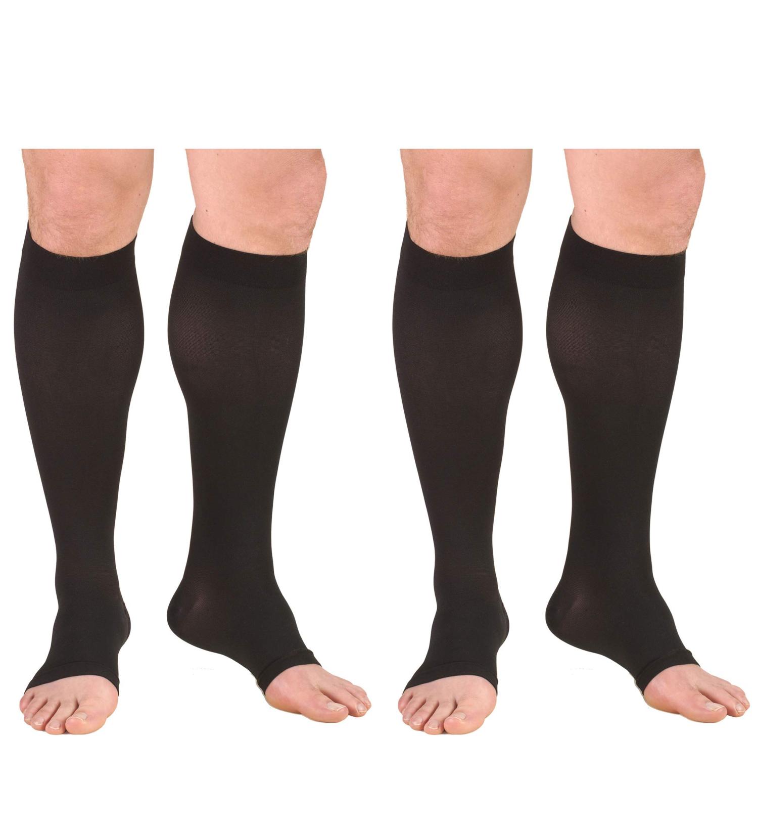 Truform 30-40 mmHg Knee High Open Toe Compression Stockings - Black 2X-Large 2 Pack | International Shipping Available - Buy Online on GoSupps.com