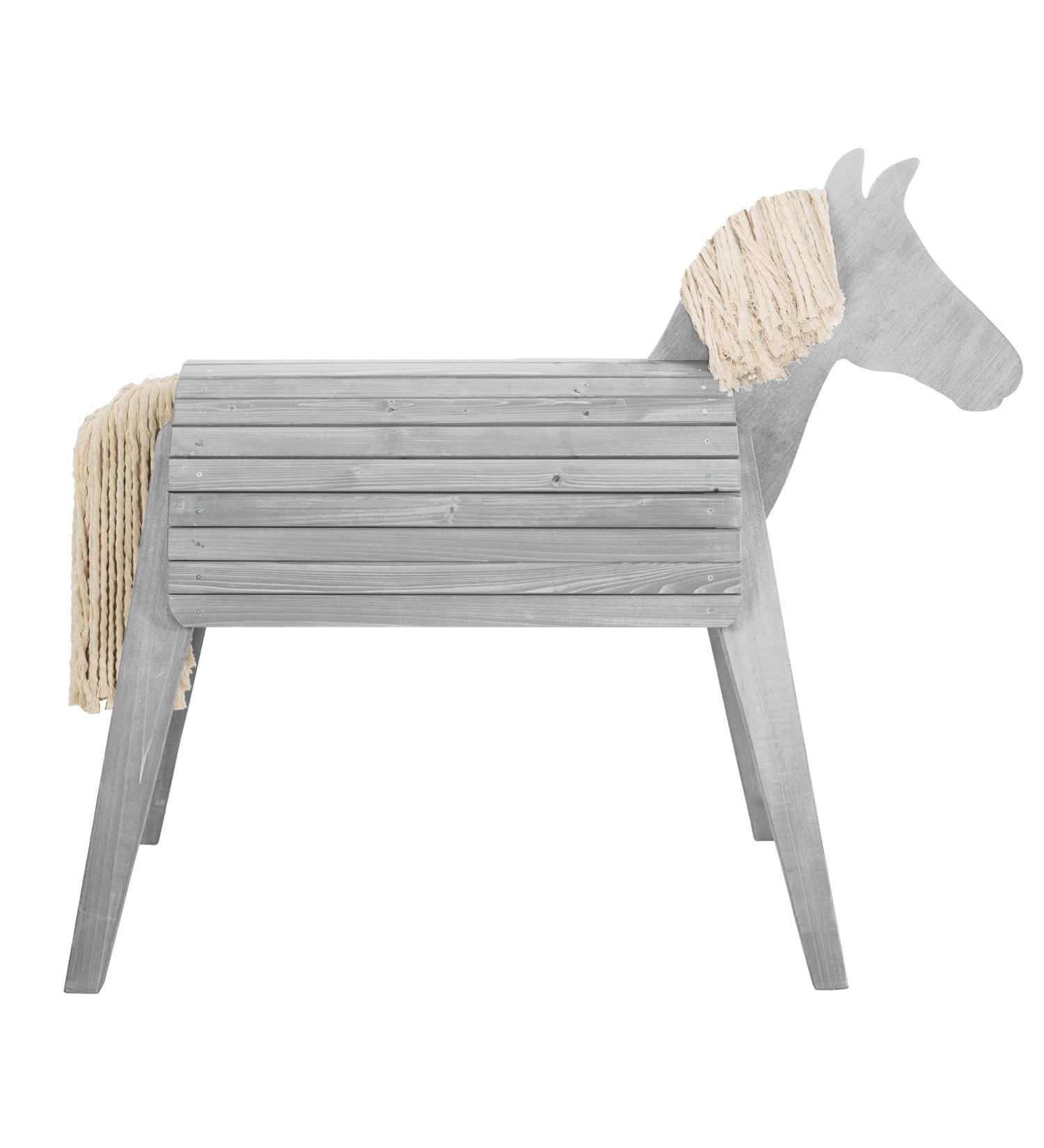 Roba Wooden Horse for Garden | Vaulting Horse with Mane & Tail | Solid Gray Play Horse for Gymnastics & Riding - Buy Online on GoSupps.com