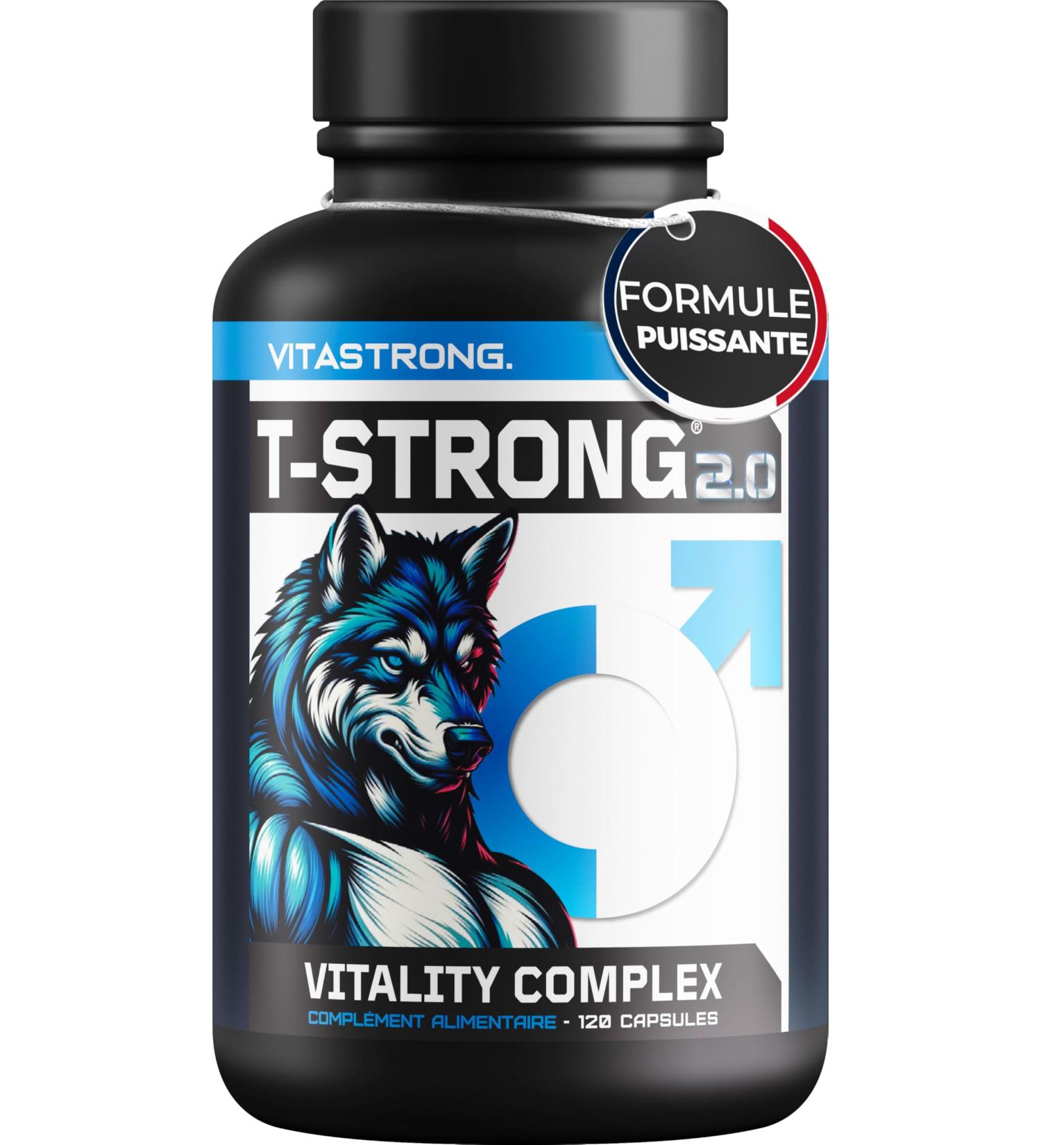 Vitastrong Vitality Complex - 120 G lules T-Strong 2.0 avec Arginine Taurine Maca Fenugrec Ginseng Ginkgo Zinc Vitamine B6 - nergie Bien- tre Masculin et Soutien la Performance - Buy Online on GoSupps.com