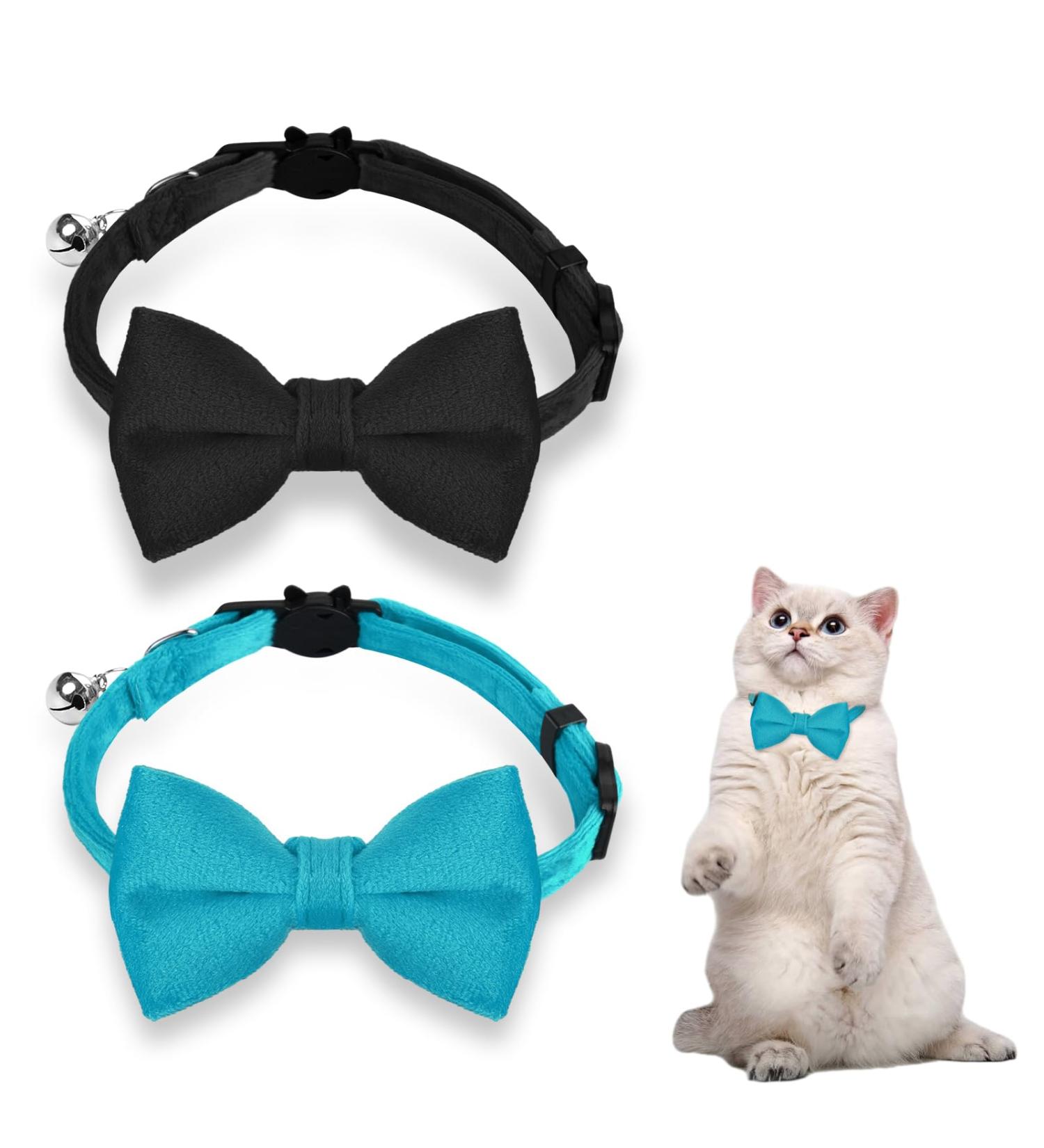 Giantree Cat Collar Set - Adjustable Cat Neck Band with Bell for Small Pets - 2 Pieces (Blue/Black) - Buy Online on GoSupps.com