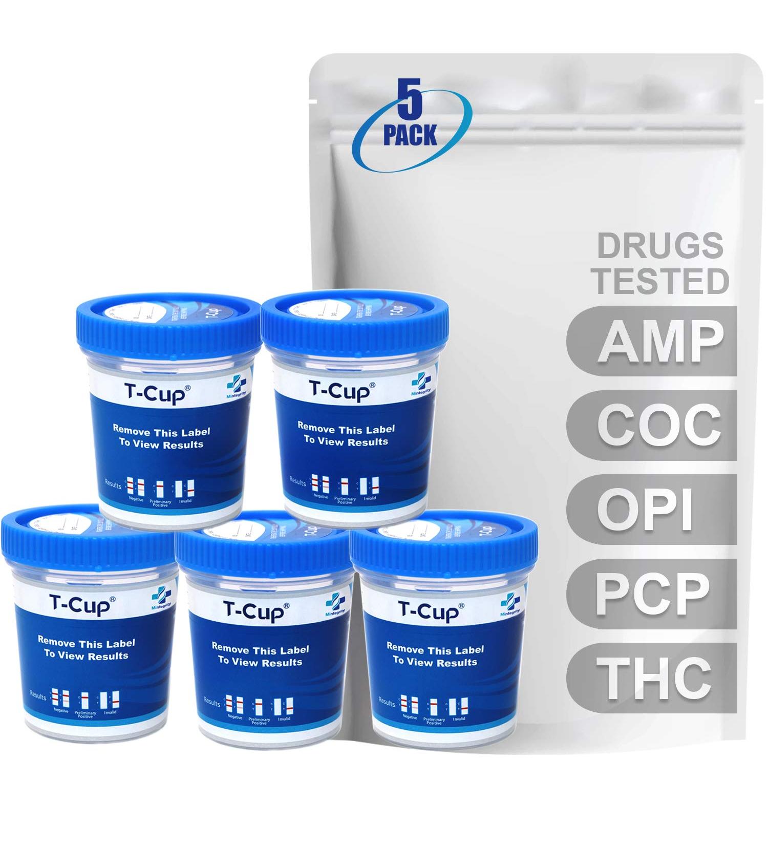 MiCare 5pk Multi Test Cup (AMP/COC/OPI/PCP/THC) - 5 Panel Drug Test Kit - Buy Online on GoSupps.com
