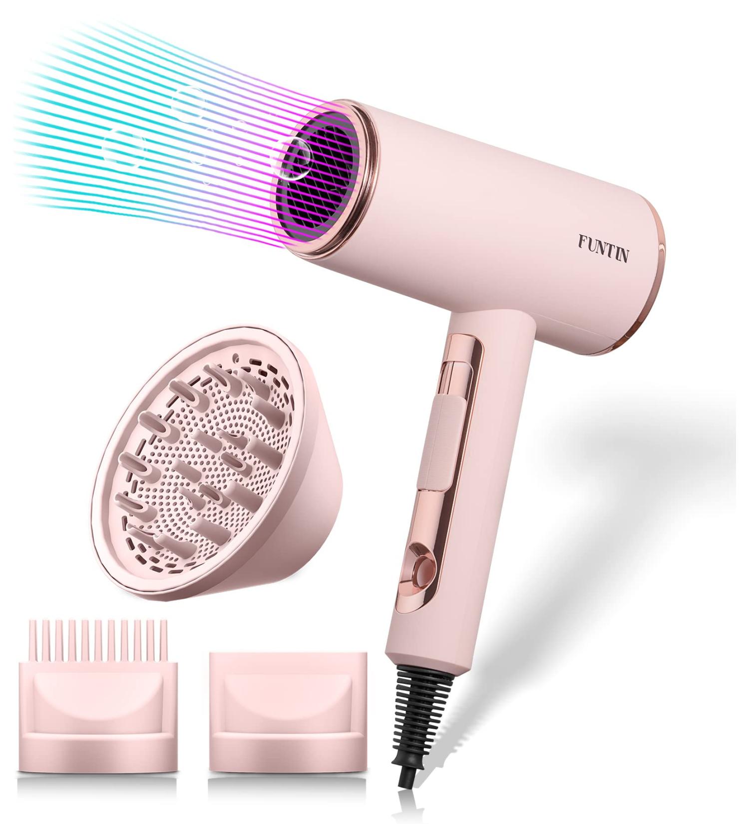 FUNTIN Baby Pink Hair Dryer with Diffuser Brush Comb Set for Women - Shop Now - Buy Online on GoSupps.com
