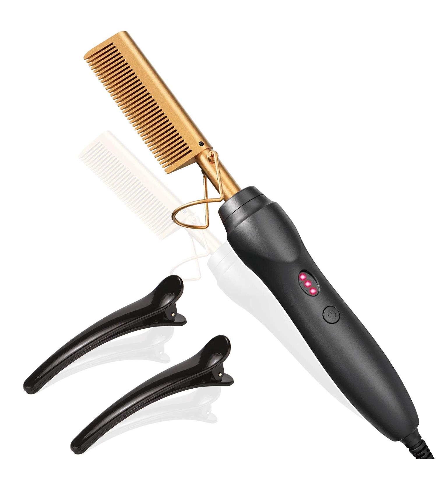 Hot Comb Hair Straightener - Electric Folding Heat Pressing Comb for Wet & Dry Wigs | Upgrade Multifunctional Copper Brush - Buy Online on GoSupps.com