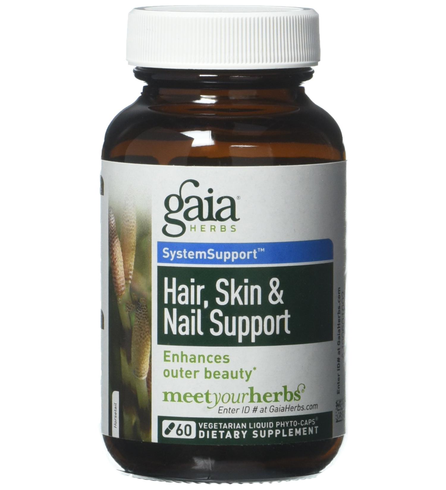 Gaia Herbs Skin & Nail Support - 60 Liquid-Filled Caps | Professional Solutions for Health - Buy Online on GoSupps.com