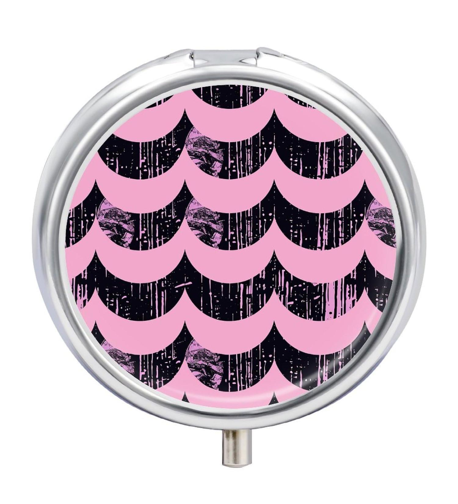 Travel Pill Box - 3 Compartment Portable Medicine Organizer with Stripe & Black Pattern | Small Pill Case for Purse & Pocket - Buy Online on GoSupps.com