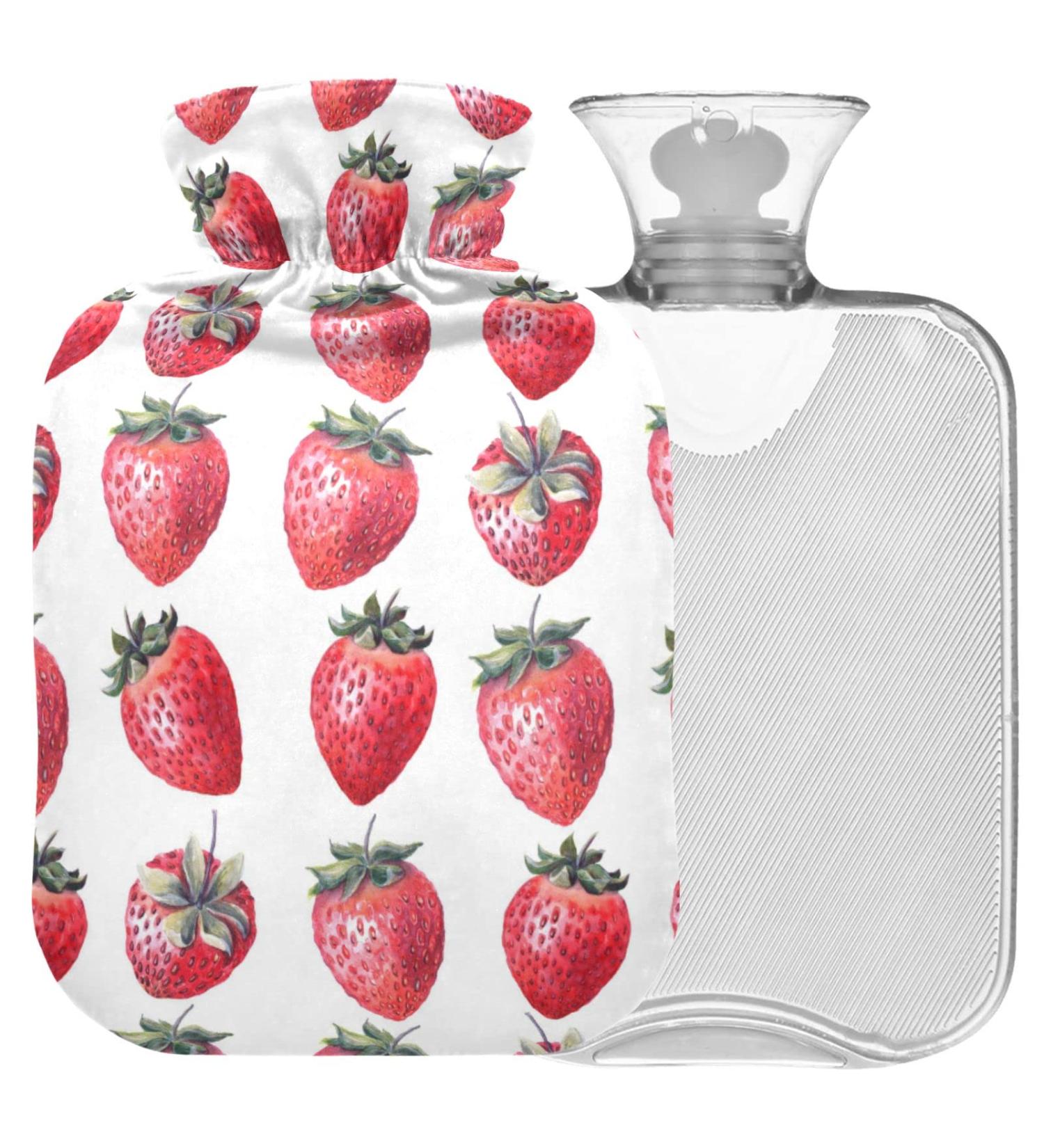 Naanle Strawberry Heat Bottle - 1L Transparent Hot Water Bottle for Pain Relief & Cold Therapy | Ideal for Bed Hand & Foot - Buy Online on GoSupps.com