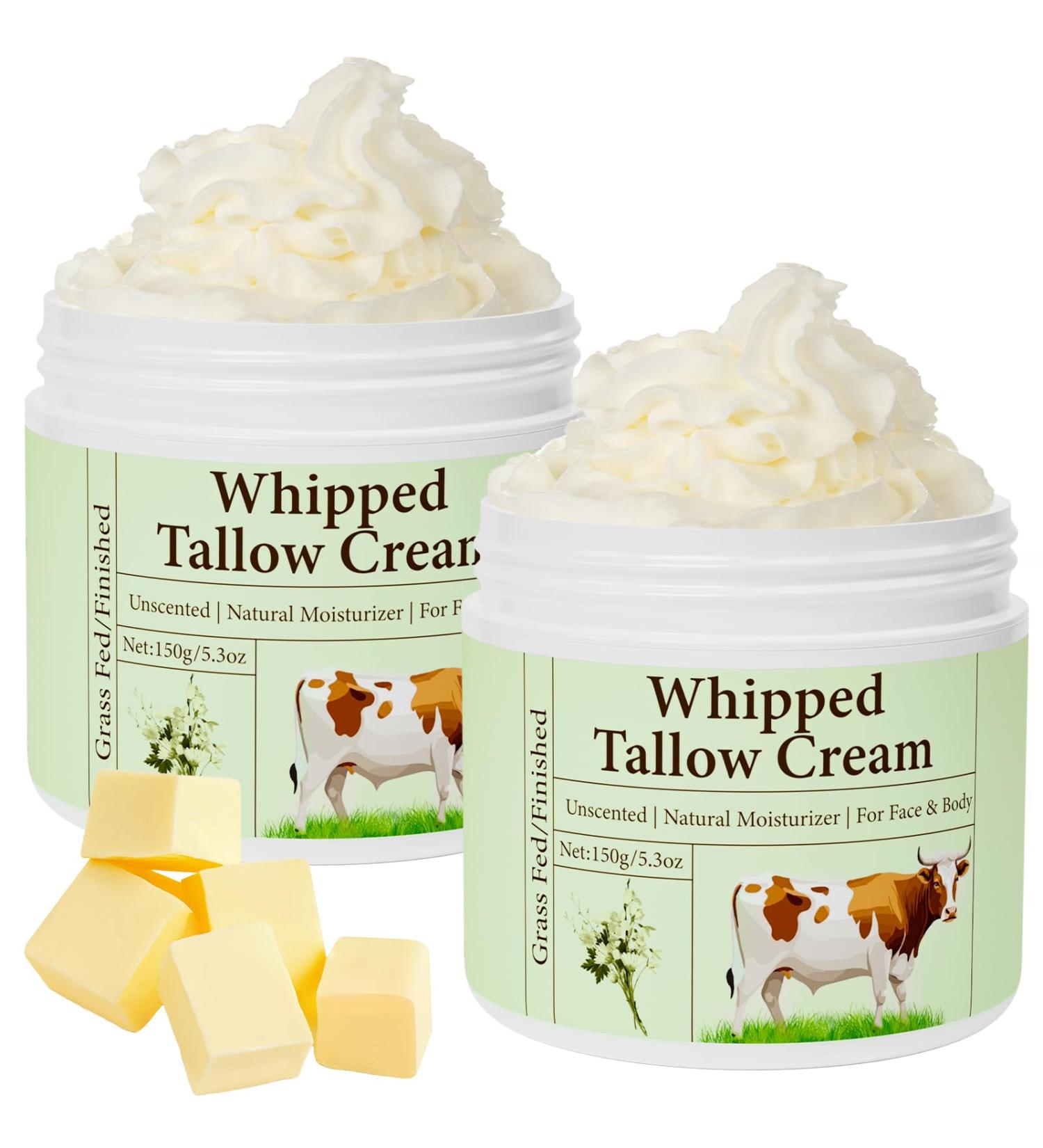 Beef Tallow for Skin Beef Tallow Grass Fed Beef Tallow Whipped Beef Tallow for Face Moisturizer for All Purpose Tallow Balm 2 packs natural - Buy Online on GoSupps.com