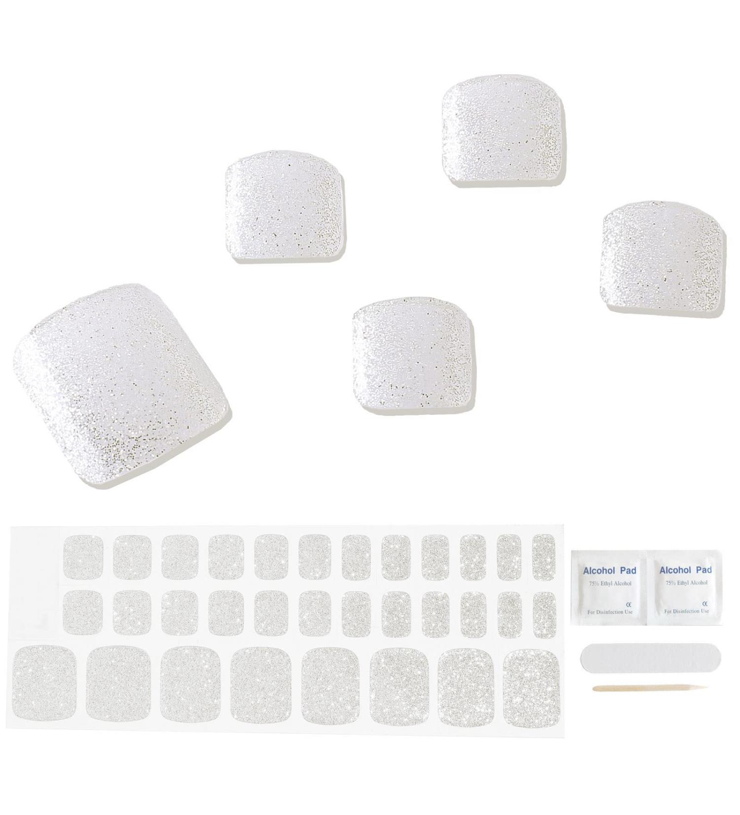 ACROIN Semi-Cured Gel Toenail Strips - 20 Extra-Long Stickers, Salon-Quality, Long Lasting, Easy to Apply & Remove - Works with Any Nail Lamps - Includes Cleaning Pad, Nail File, Wooden Stick - Buy Online on GoSupps.com