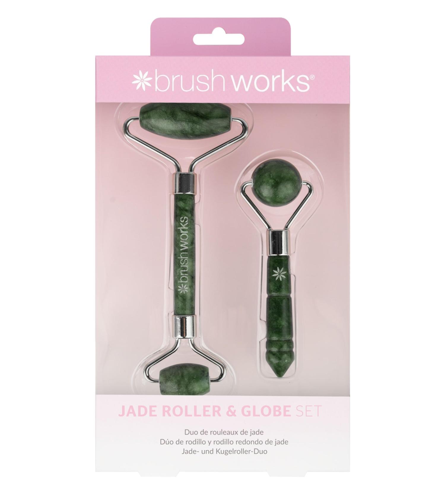 Brushworks Jade Roller & Globe Set - Pink | Facial Massage Tool Set - Buy Online on GoSupps.com
