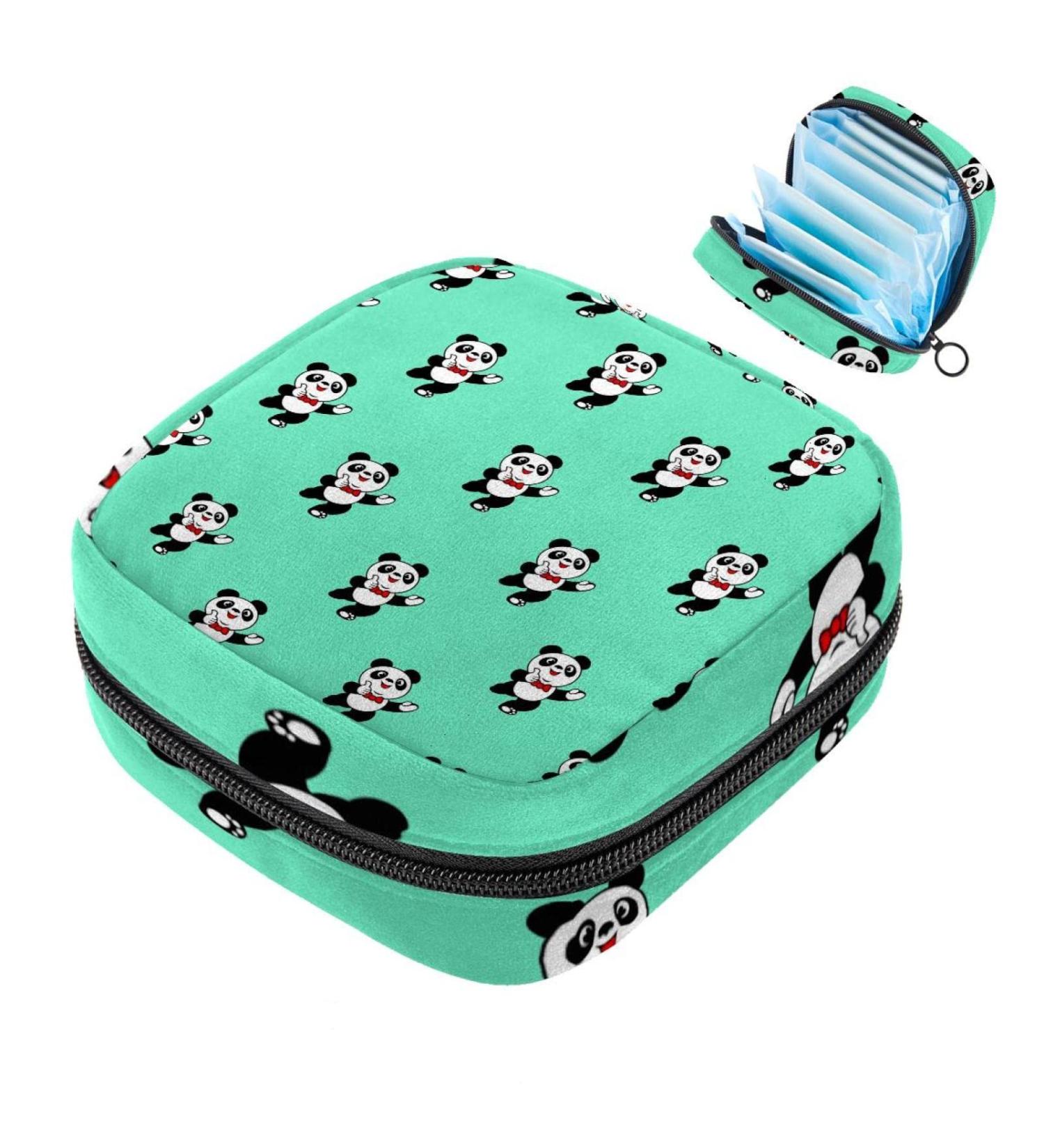 Cartoon Panda Pattern Menstruation Pad Bag with Zipper - Stylish Women's Tampon & Napkin Bag for On-the-Go - Color 5 - Buy Online on GoSupps.com