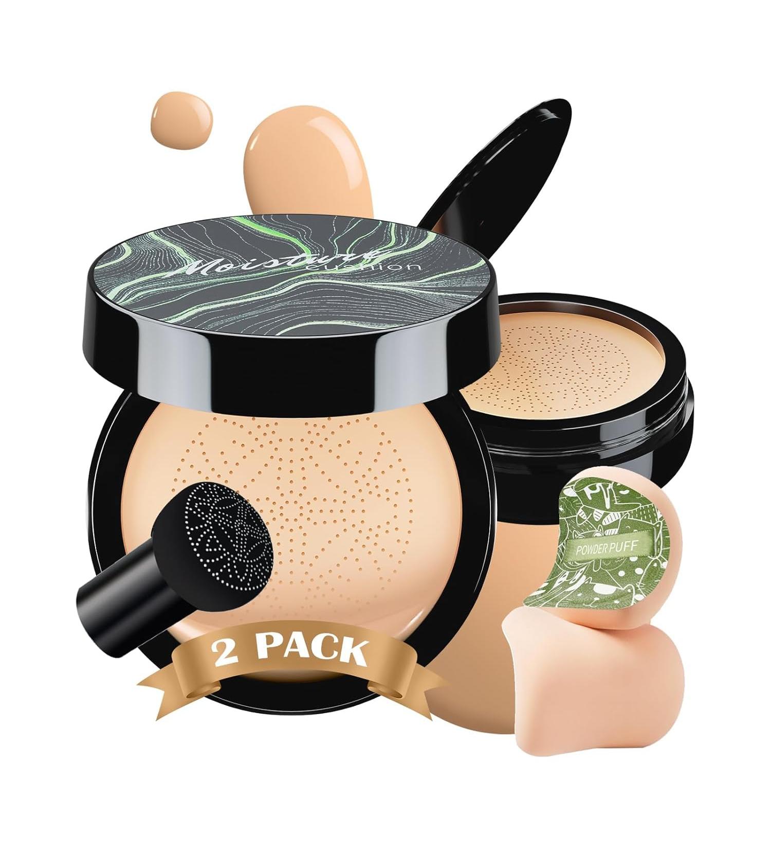 2 PCS Mushroom Head Air Cushion CC Cream - Long-Lasting BB Foundation for Face Makeup & Mature Skin | Brightening & Natural Coverage (3.21 oz - Buy Online on GoSupps.com