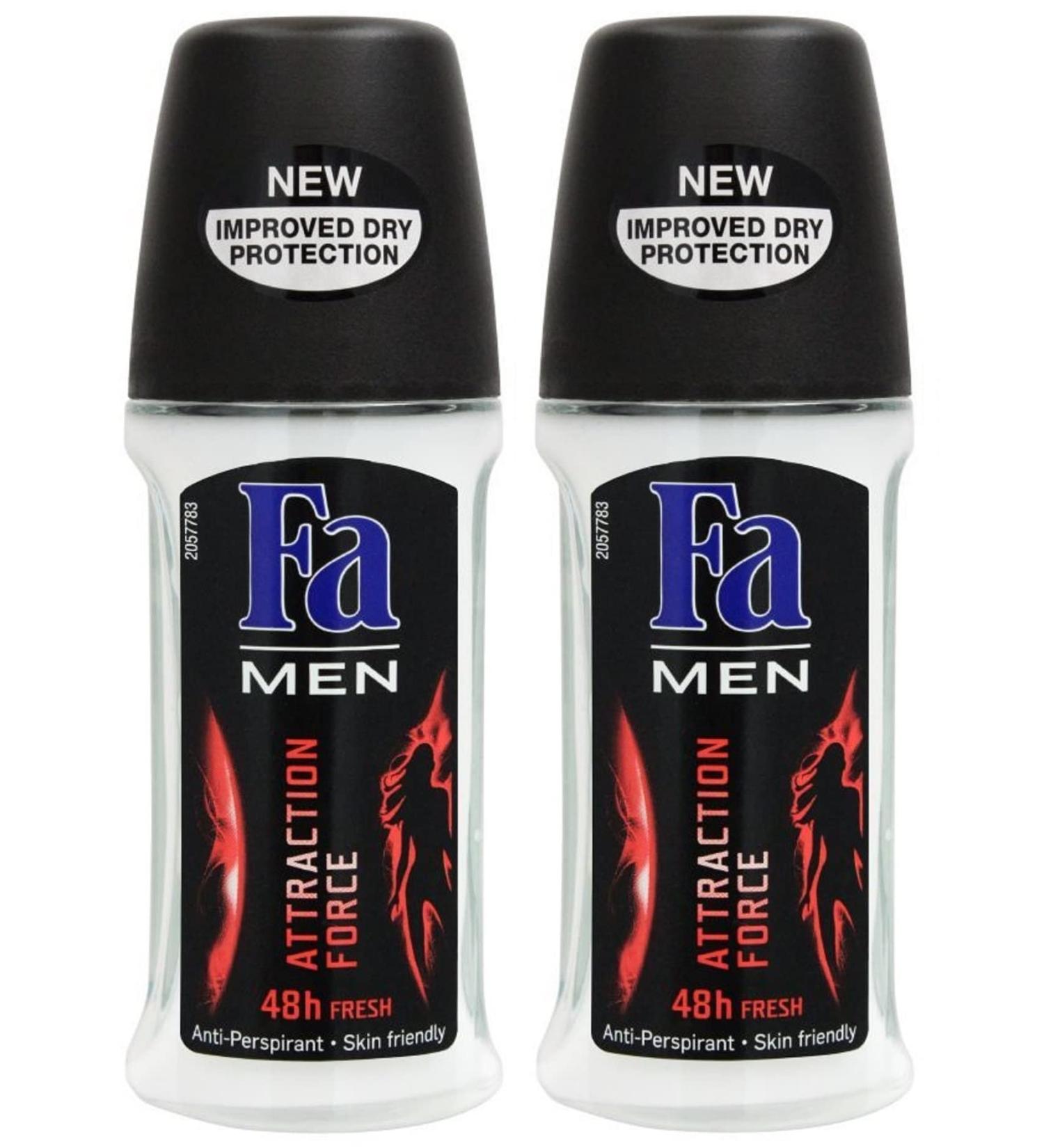 Fa Deodorant 1.7 Ounce Roll-on Men & Women 50ml - 2 Pack (Attraction Force - Men)