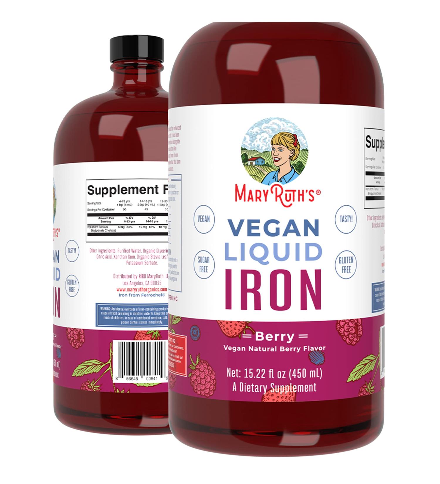 Berry Liquid Iron Supplement for Women, Men & Kids - Immune Support, Iron Deficiency - Sugar Free, Vegan, Non-GMO, Gluten Free - 15.22 Fl Oz - Buy Online on GoSupps.com