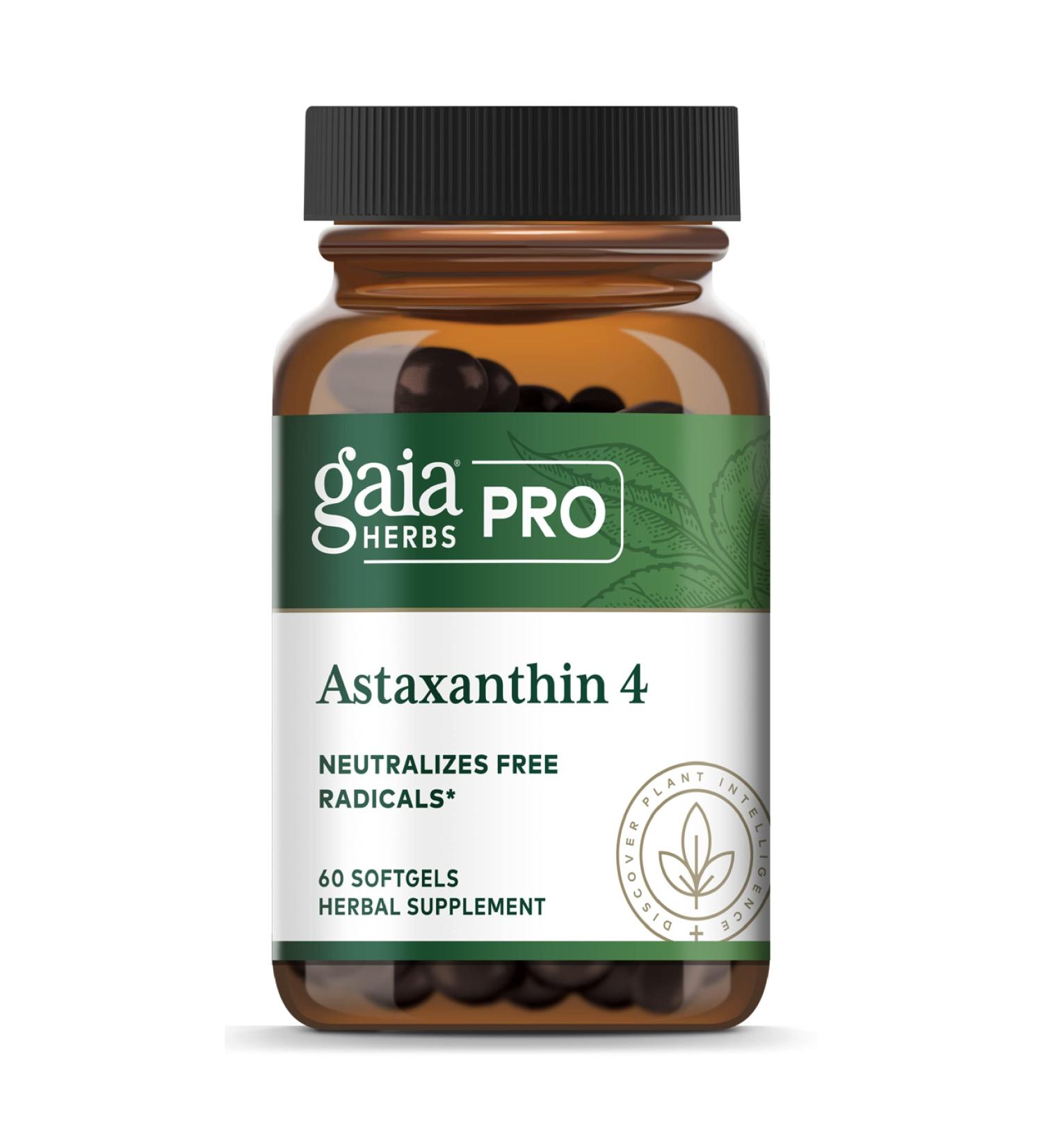 Gaia PRO Astaxanthin 4 - Immune & Skin Support Supplement | Antioxidant Herbal Blend with Astaxanthin & Rosemary Extract | 60 Softgels - Buy Online on GoSupps.com