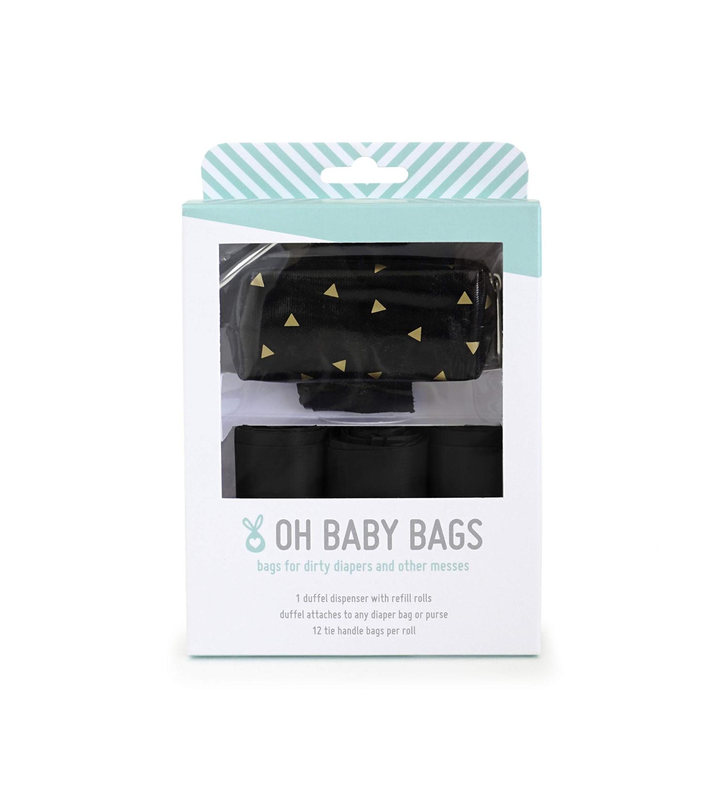 Oh Baby Bags Diaper Bag Clip-On Dispensers Gift Box with Disposable Bags for Dirty Diapers and Other Messes (Black/Gold Triangles) Black Gold Triangles - Buy Online on GoSupps.com