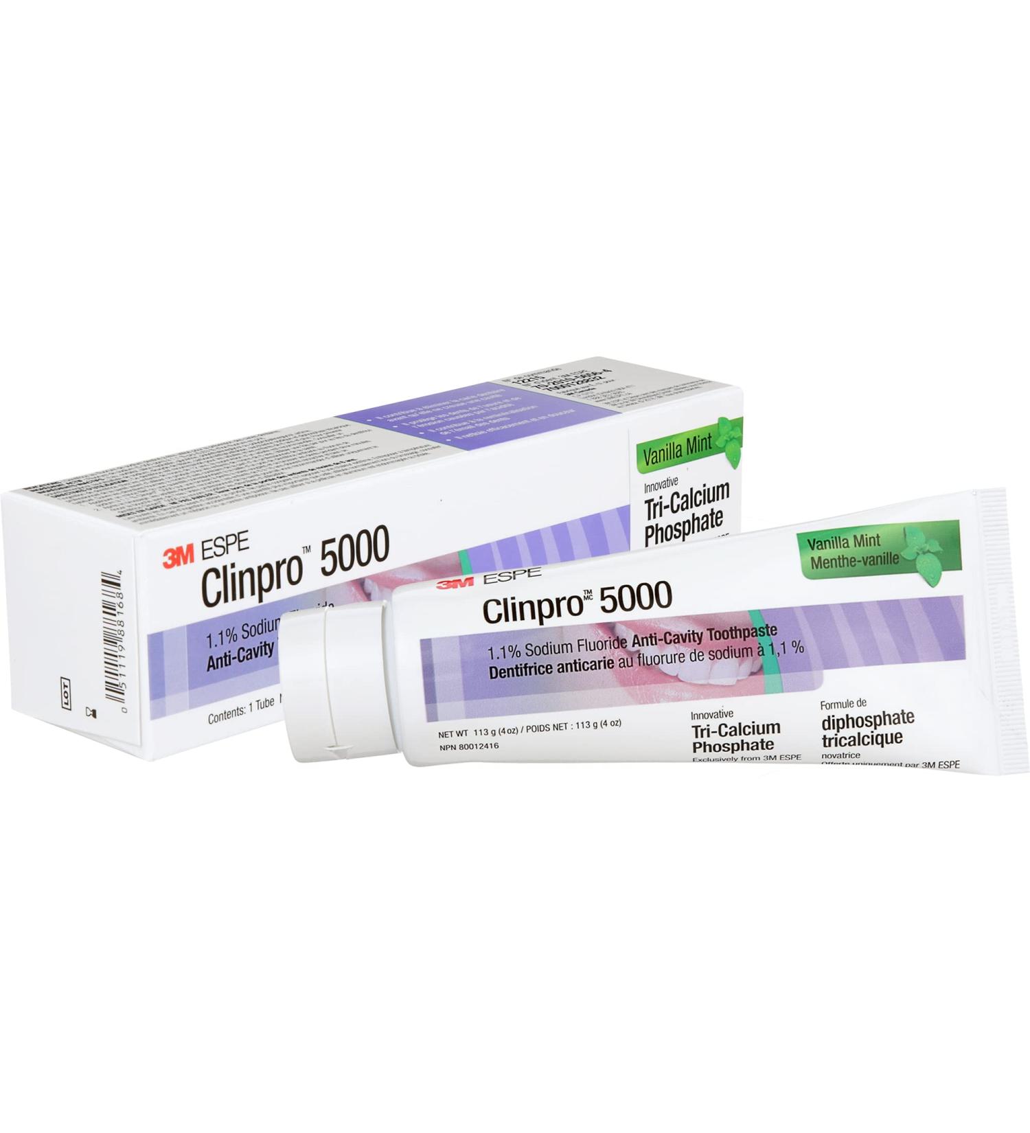 3M Clinpro 5000 Anti-Cavity Toothpaste (1.1% Sodium Fluoride) Vanilla Mint Flavour 113 g - Buy Online on GoSupps.com