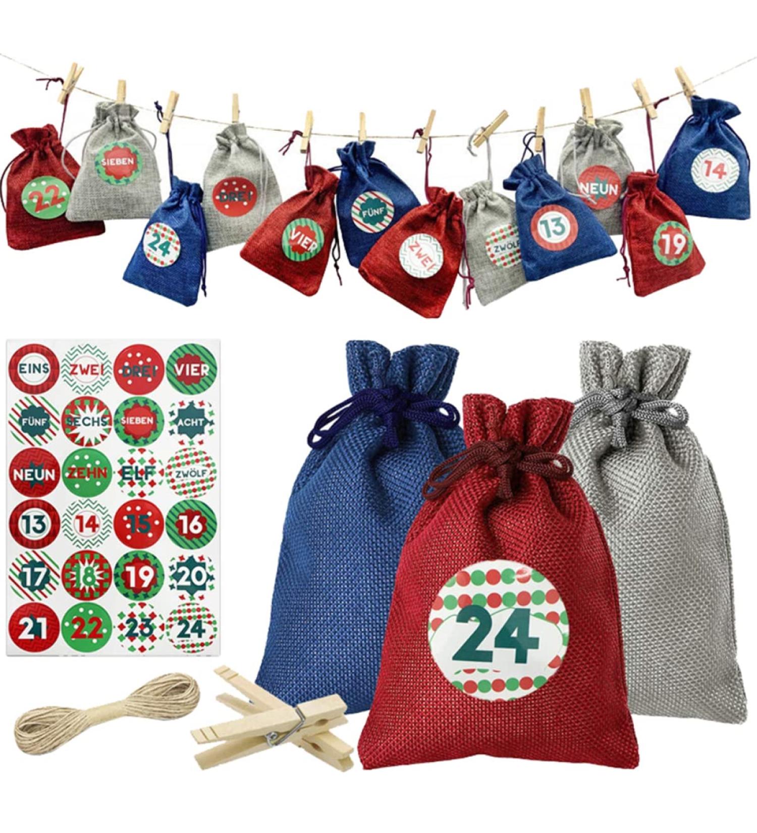 KONTONTY 1 Set Christmas Bag Candy Bags Christmas Advent Calendar Storage Pouch Drawstring Storage Bags - Buy Online on GoSupps.com