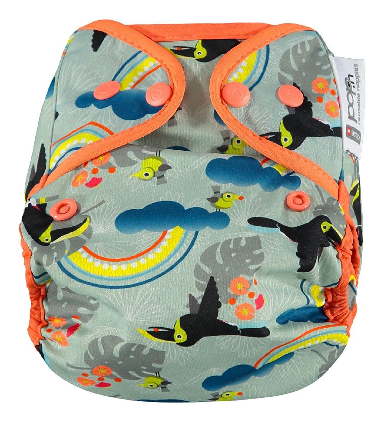 Close Pop-in Reusable Cloth Nappy Cover - Toucan Print - Popper Fastener - Birth to Potty Size - Buy Online on GoSupps.com