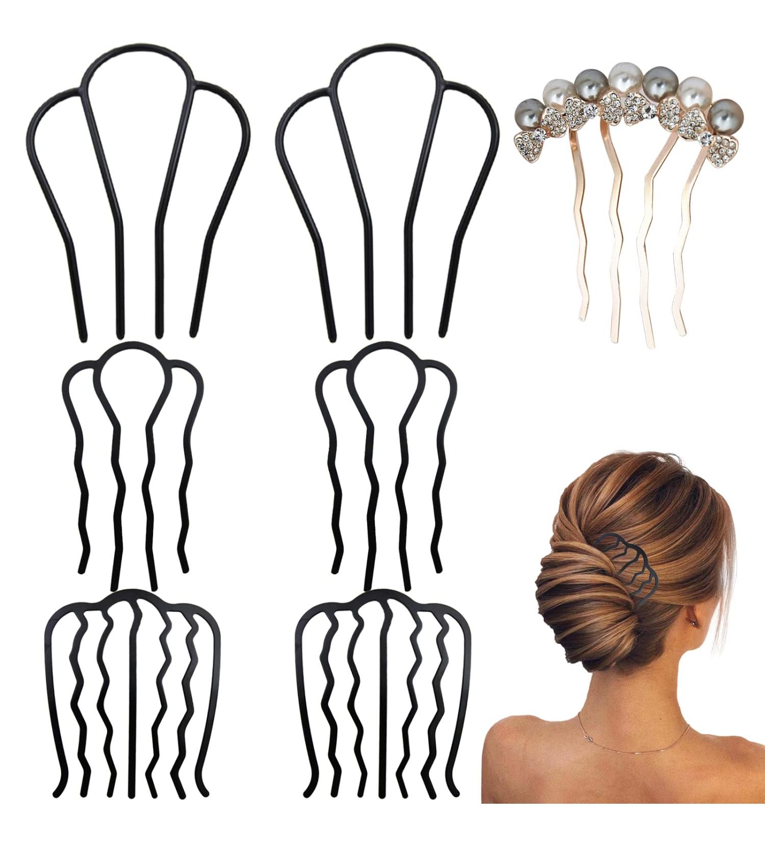 7 PCS Metal Hair Fork Bun Clip Stick Set with Pearl Hair Accessories for Women - Hair Styling Tool Kit for Easy Hairstyles - Buy Online on GoSupps.com