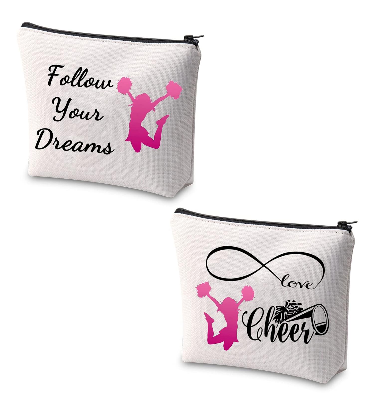Cheer Make-Up Bag for Girls | Cheerleading Gifts | Follow Your Dreams Cosmetic Bag | Perfect for Cheer Teams & Trainers | Beige Cultural Bag - Buy Online on GoSupps.com