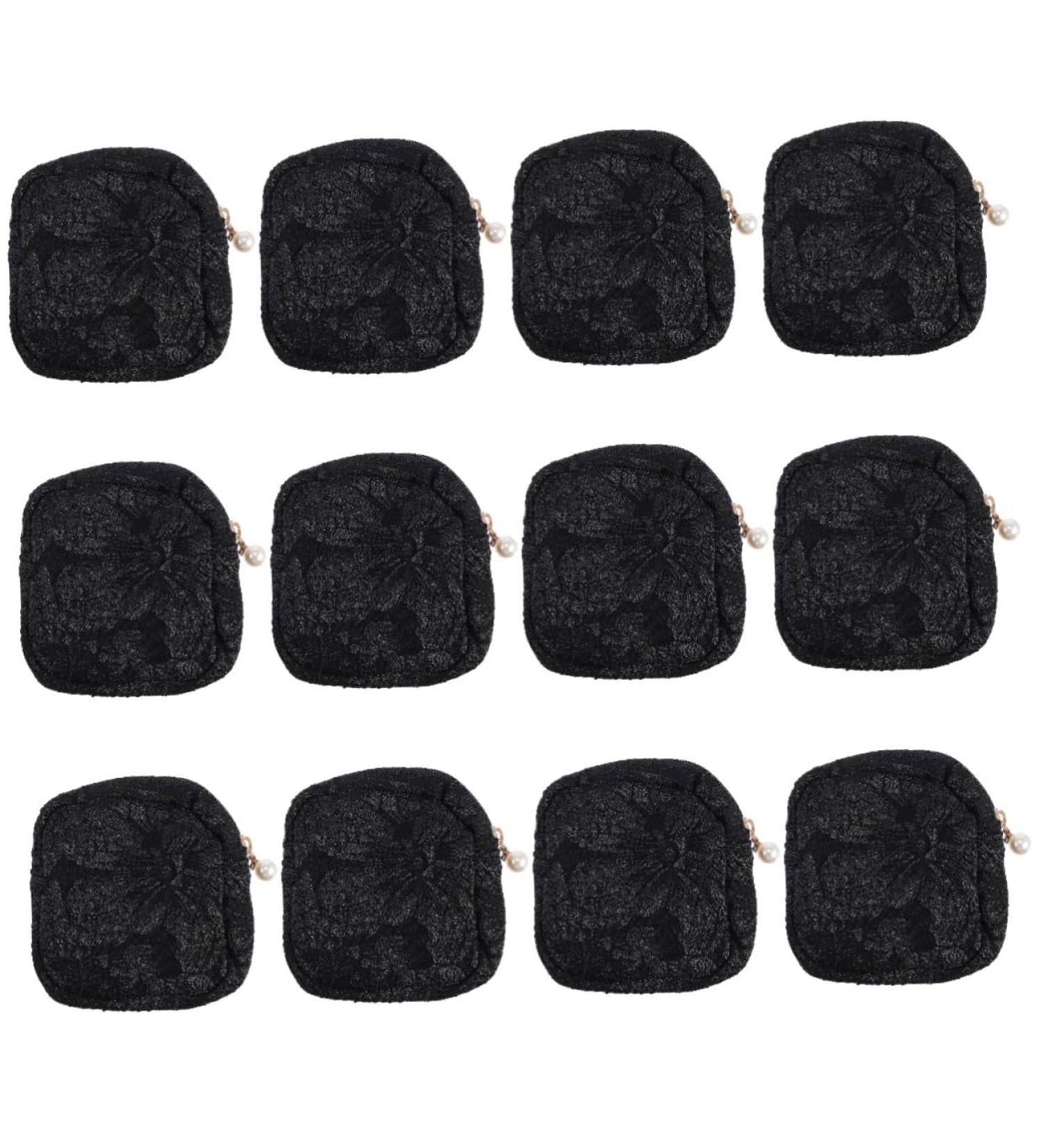 Healeved 12pcs Sanitary Napkin Storage Bag Storage Bag Zipper Period Pouch Large Wallets for Women Extra Capacity Napkin Storage Bags Portable Girl Carry Grocery Bag Cotton Linen Blackx12pcs 11x11x3cmx12pcs - Buy Online on GoSupps.com