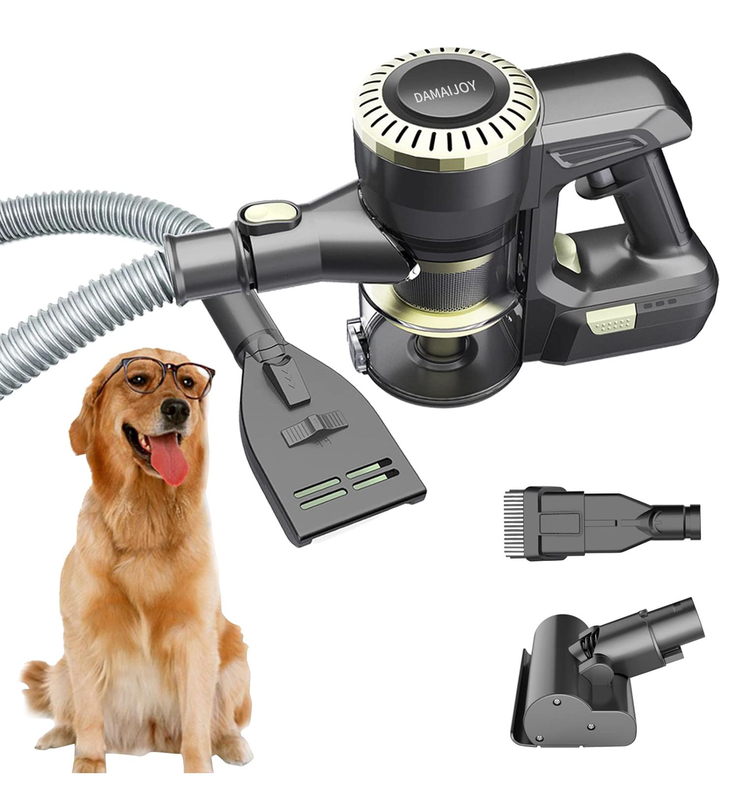 DAMAIJOY Cordless Pet Vacuum with Grooming Brush | Pet Hair Remover Tool for Furniture, Carpet & Car | 4 in 1 Handheld Cleaner | US Patented - Buy Online on GoSupps.com