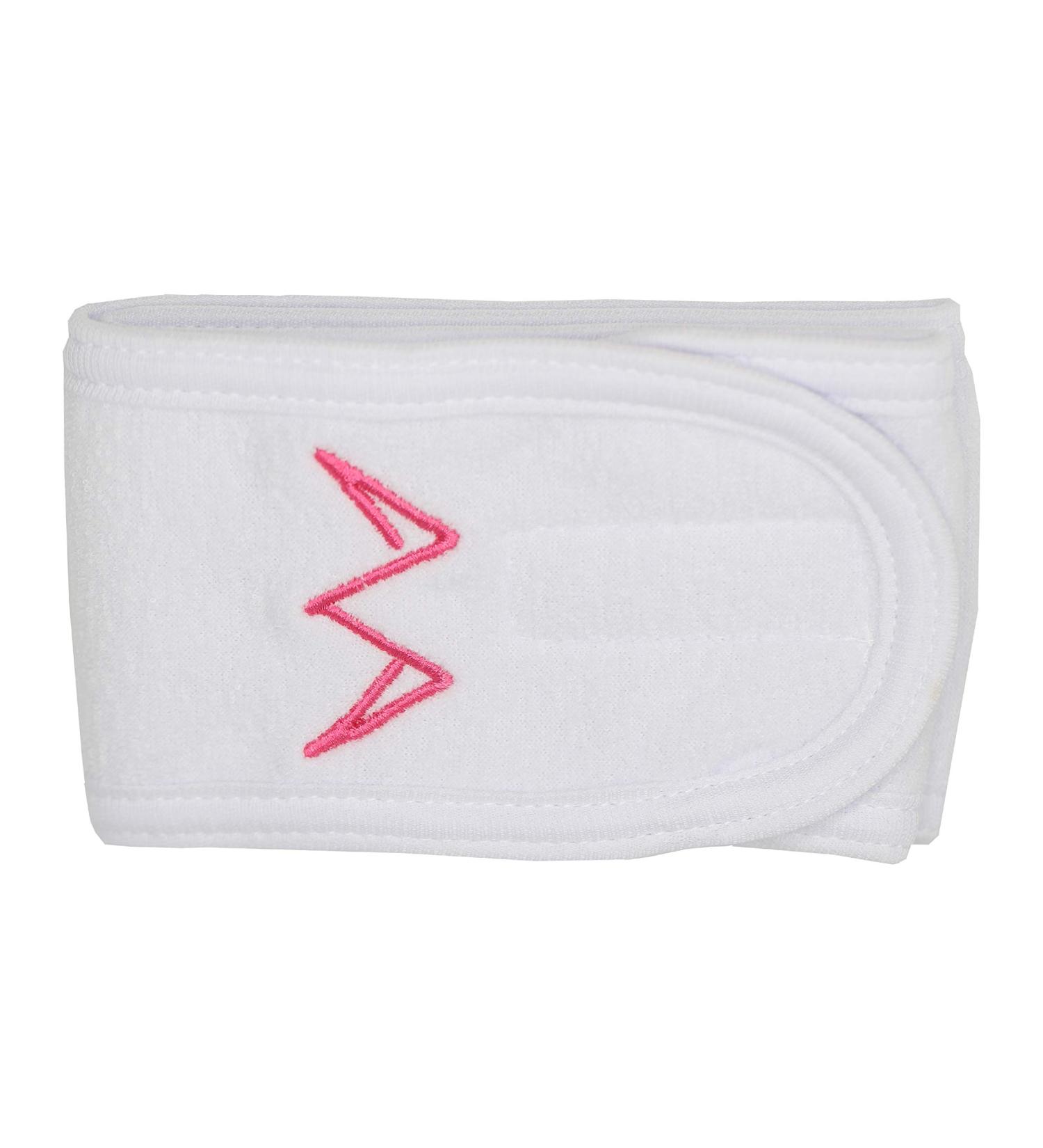 Miss Lashes cosmetics headband white - hair band with Velcro fastener hair protection band for facial cleansing microfiber washable & adjustable - 1 piece
