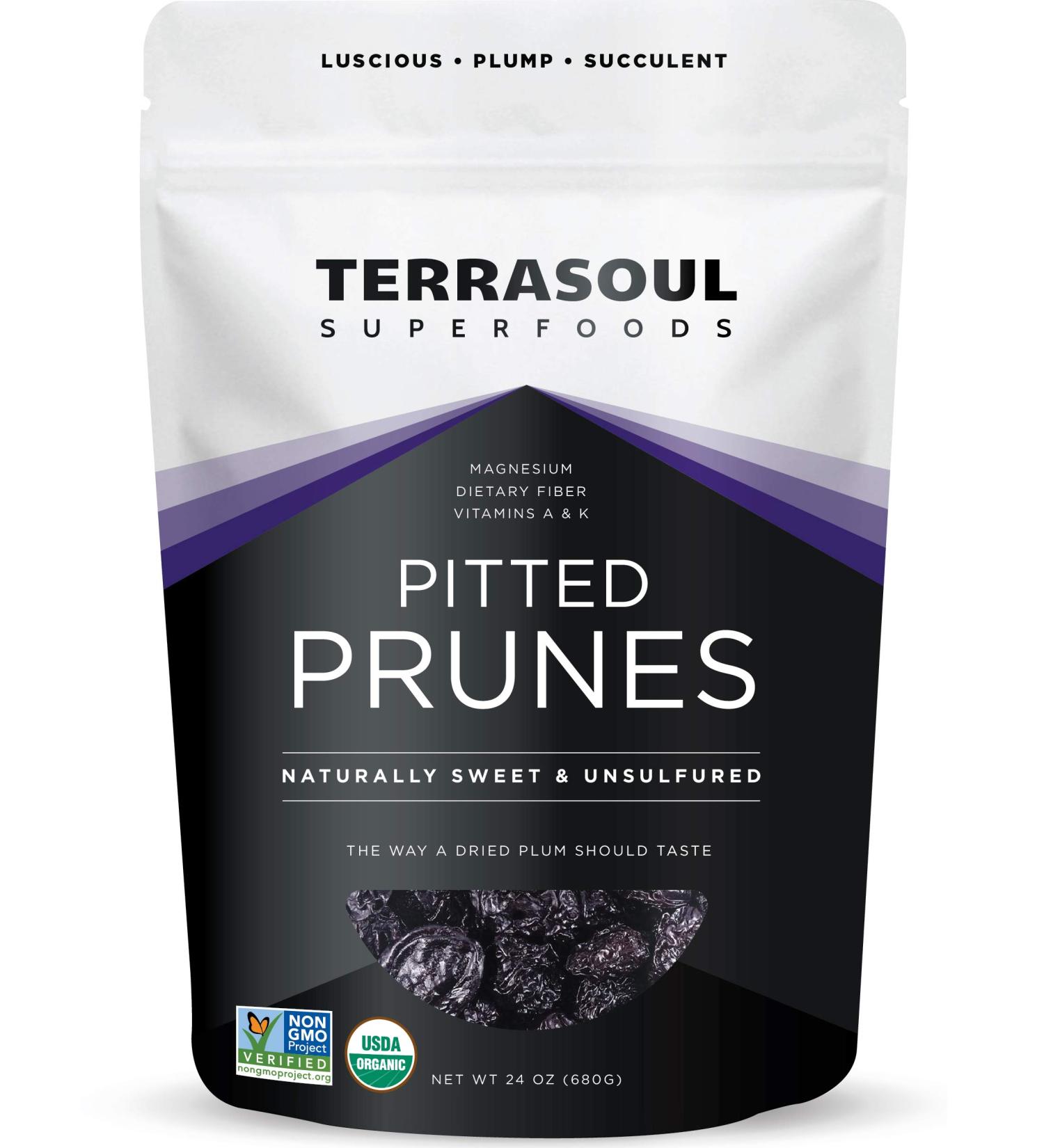 Terrasoul Superfoods Organic Pitted Prunes 1.5 lbs - High Fiber & Vitamin K, Preservative Free - Buy Online on GoSupps.com
