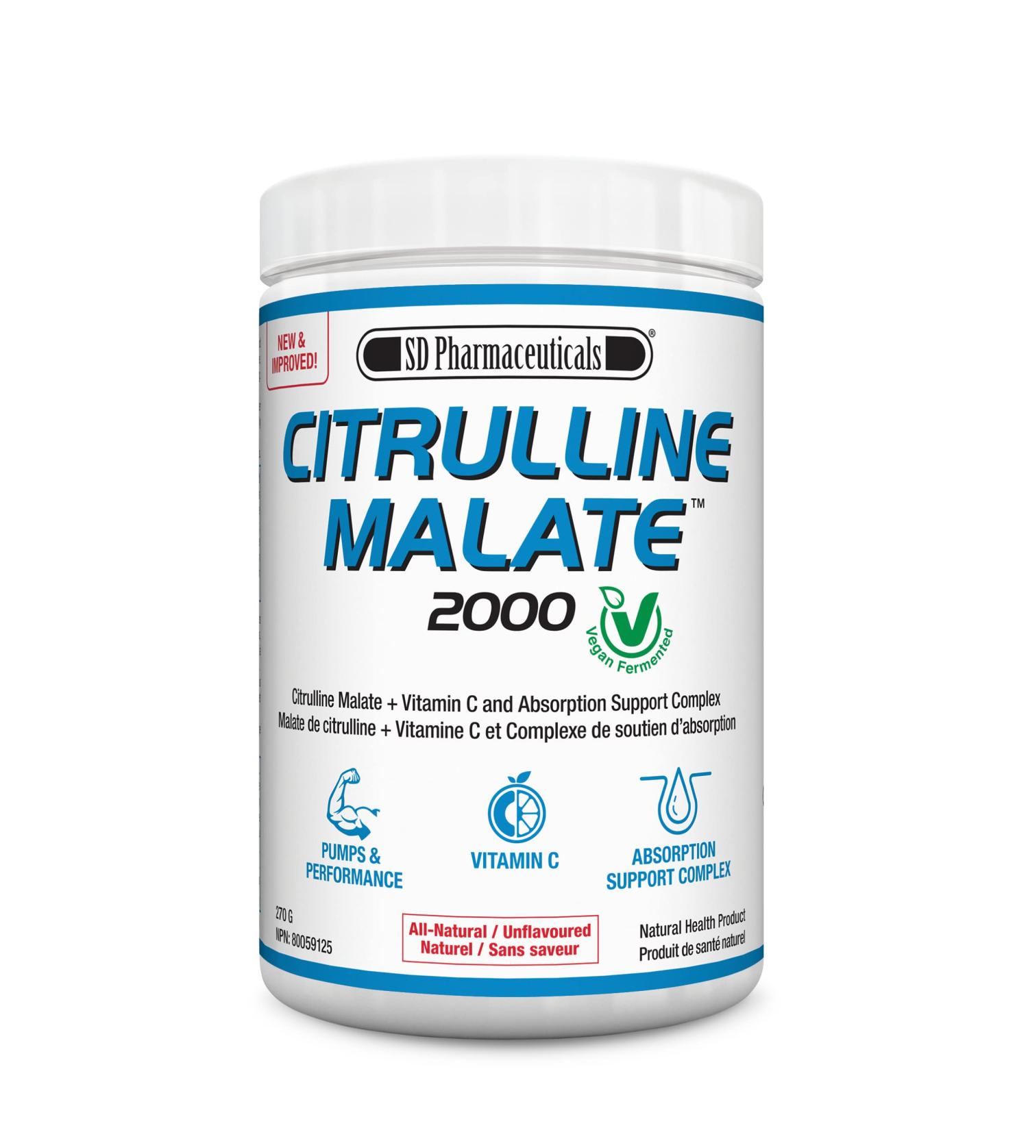 SD Pharmaceuticals Citrulline Malate 2000 (270 g) | Pure Vegan Fermented L-Citrulline Malate - Buy Online on GoSupps.com