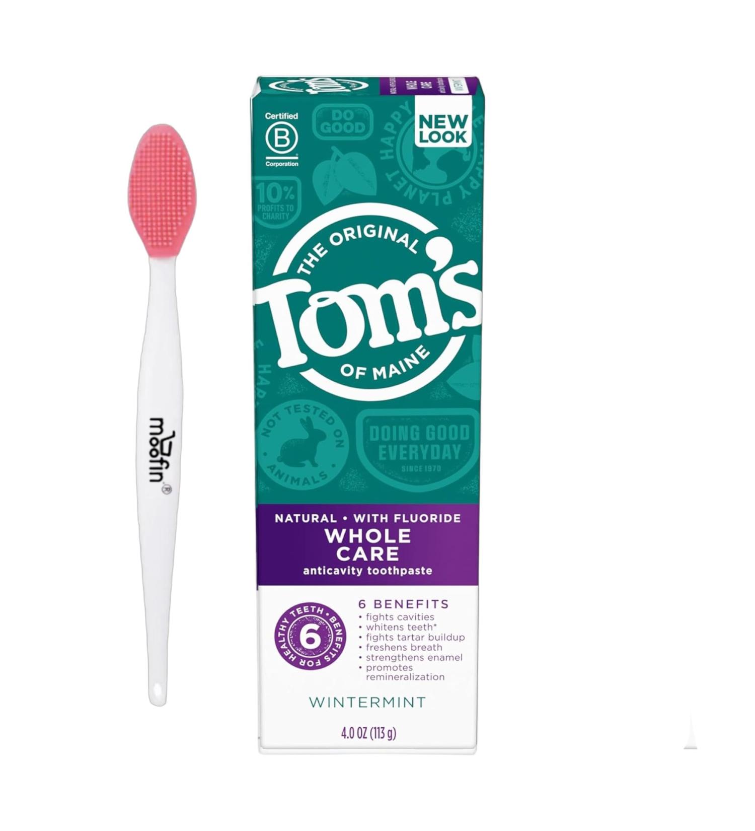 Buy Wintermint Whole Care Natural Toothpaste 4oz - Fresh Breath Enamel Strength Anticavity with Moofin Nose Cleaning Brush - Gluten Free - Pack of 1 Shipping Internationally - Buy Online on GoSupps.com