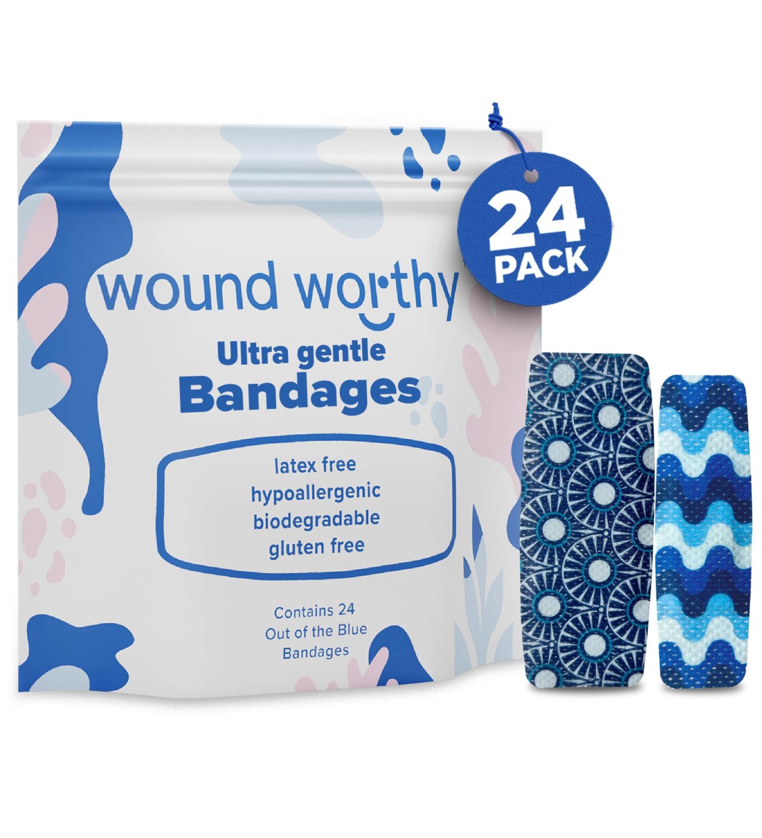 Wound Worthy Out of The Blue Ultra Gentle Bandages - Superior Healing Foam Dressings for Wounds & Sensitive Skin - 24 Pack - Buy Online on GoSupps.com