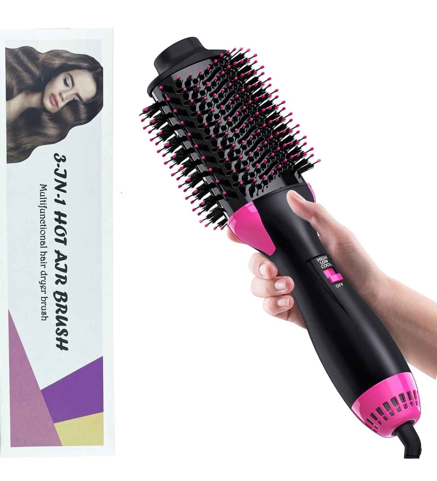 3-in-1 Hair Dryer Brush - Hot Air Brush with Negative Ion Technology for Curling, Straightening, and Wrapping Hair (Red) - Buy Online on GoSupps.com